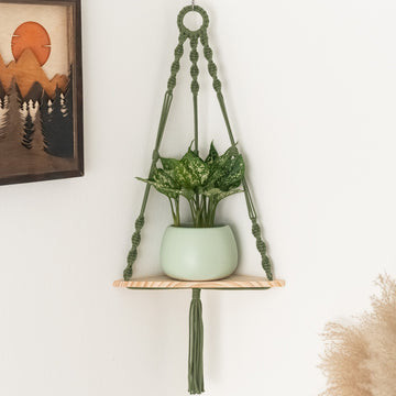Macrame Hanging Shelf For Boho Wall Decor And Plant Display