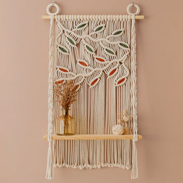 Macrame Wooden Shelf For Boho Wall Decor And Stylish Storage