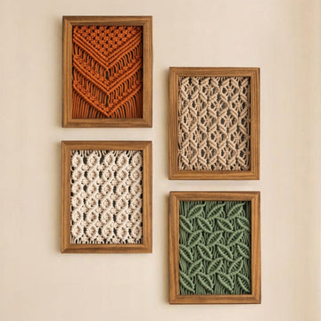 Framed Macrame Wall Hanging Decor For Cozy Modern Home Styling