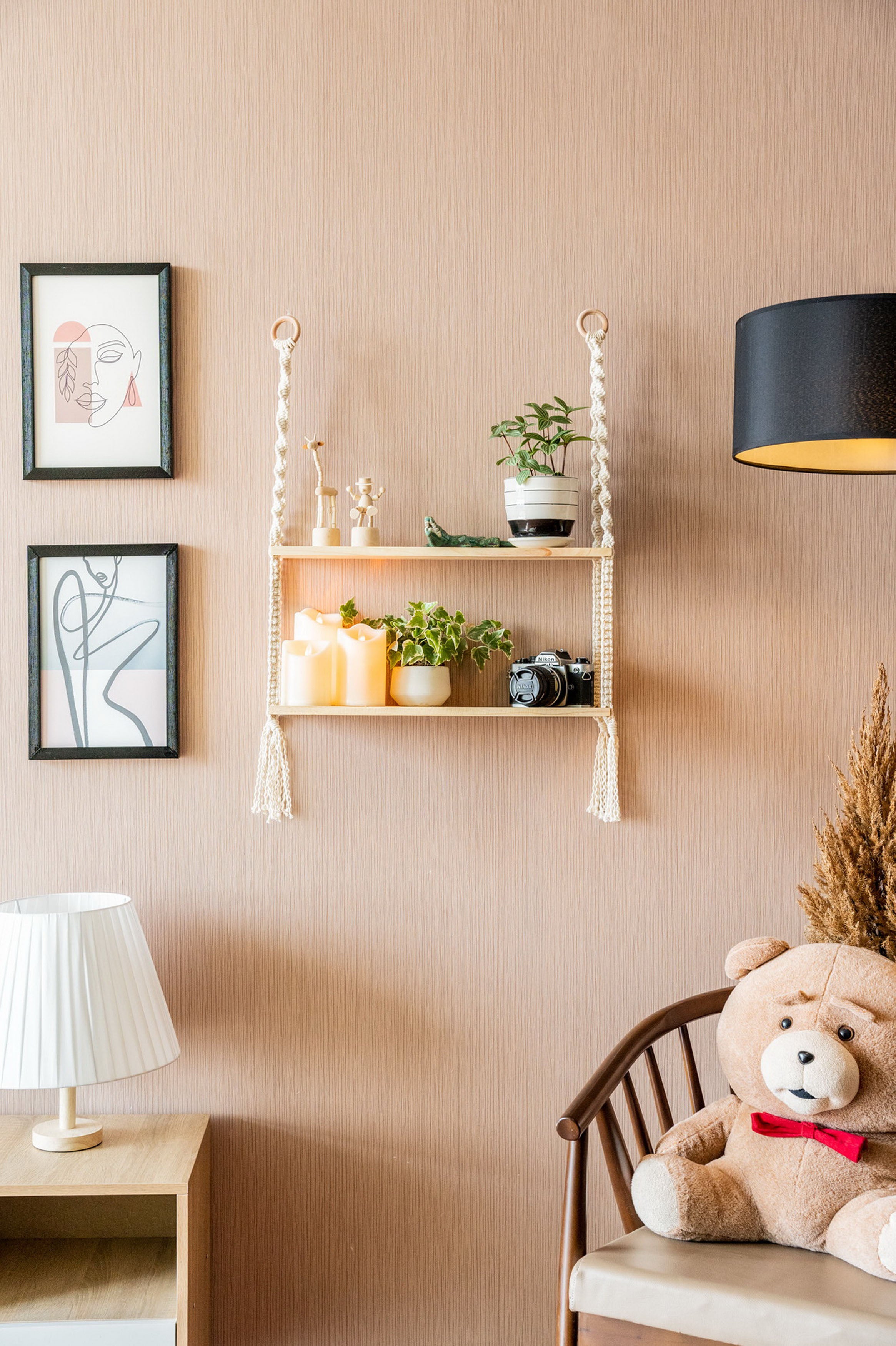 Macrame Wooden Shelf For Boho Wall Decor And Stylish Storage