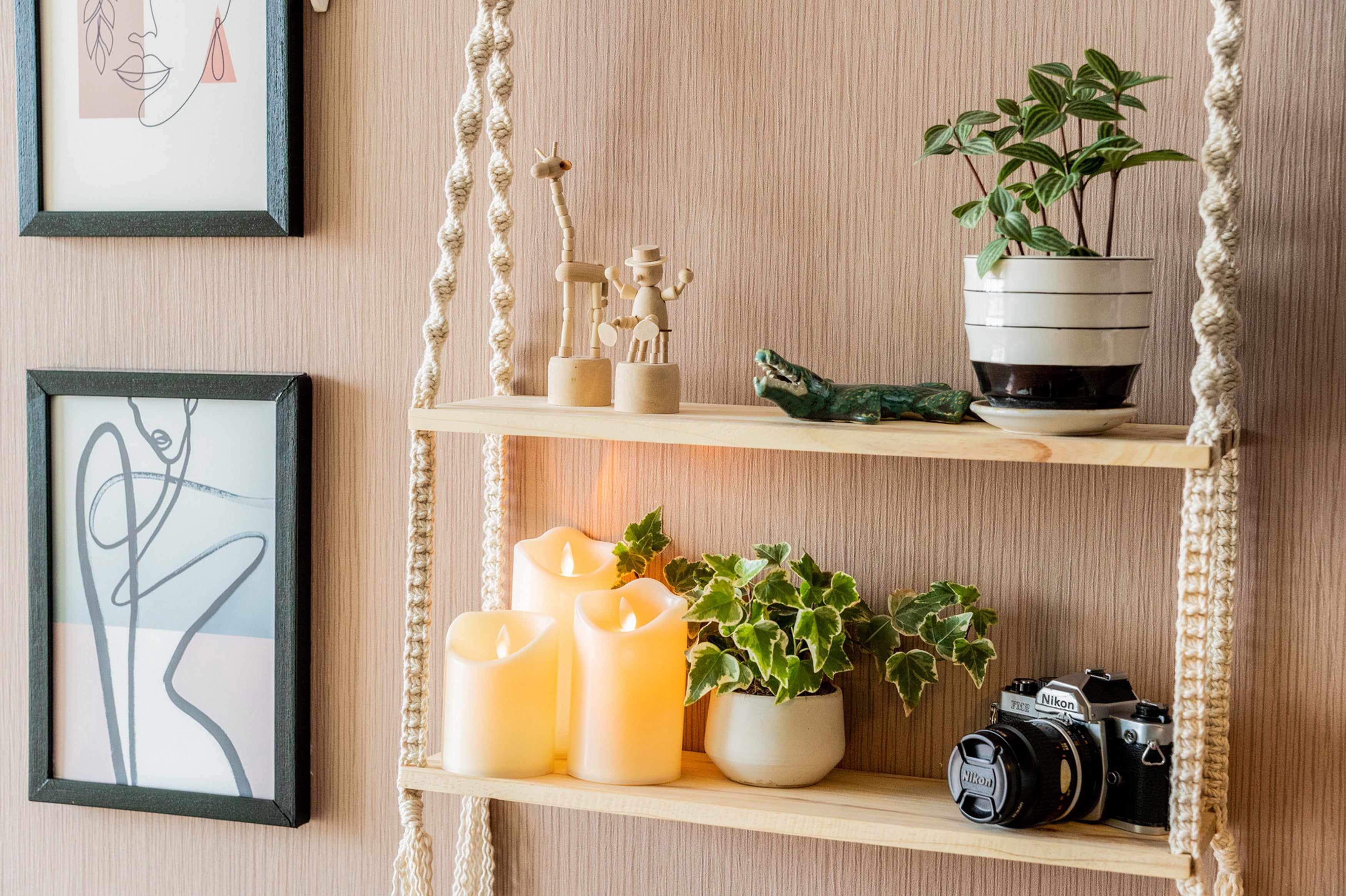 Macrame Wooden Shelf For Boho Wall Decor And Stylish Storage