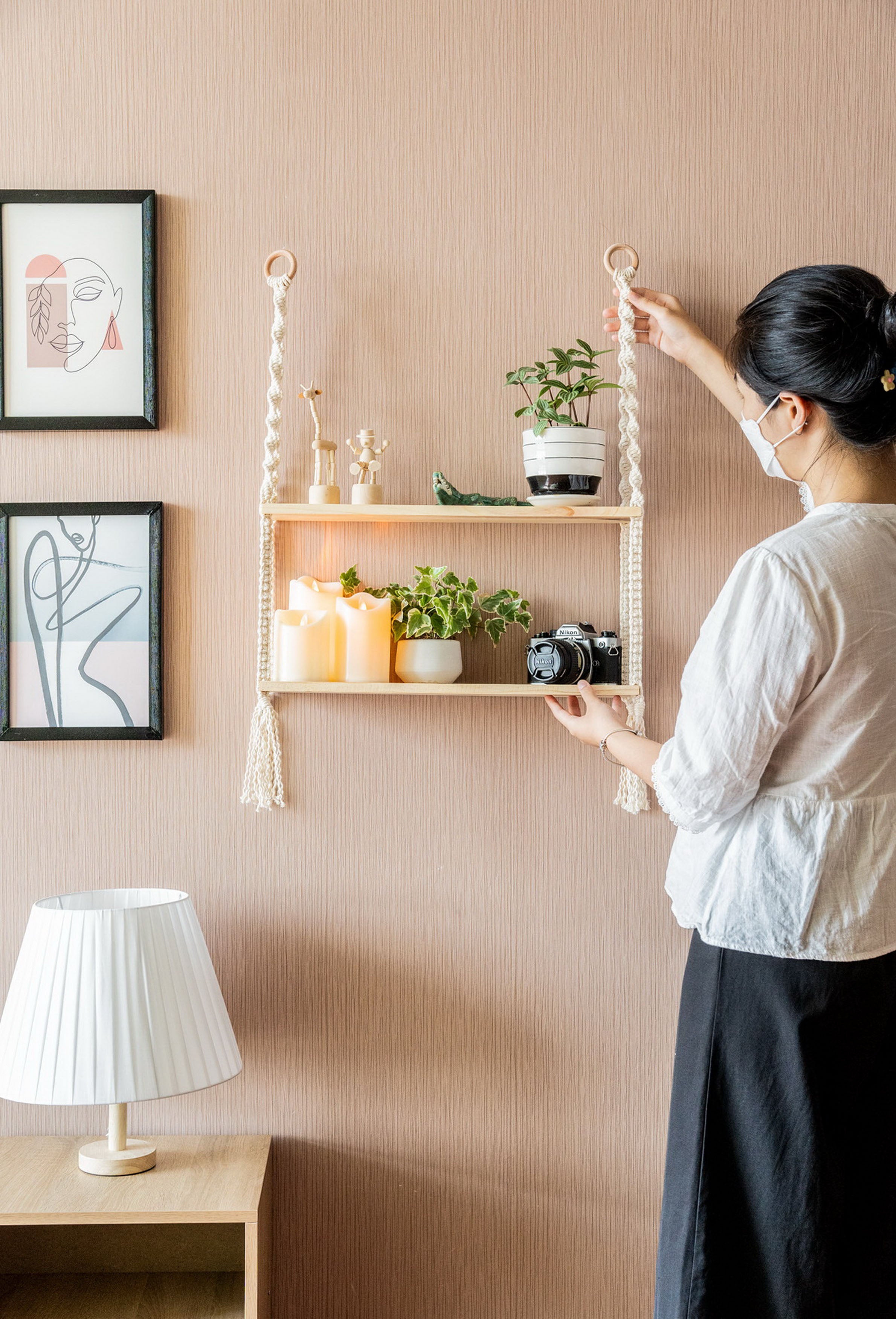 Macrame Wooden Shelf For Boho Wall Decor And Stylish Storage