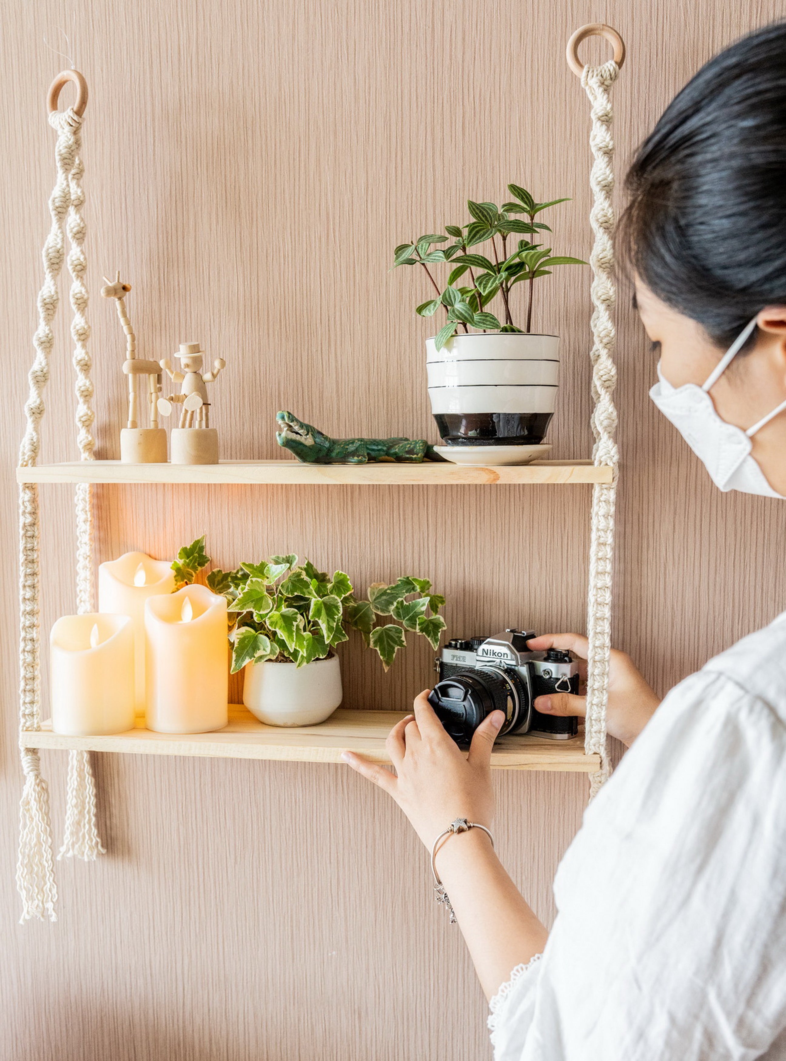 Macrame Wooden Shelf For Boho Wall Decor And Stylish Storage