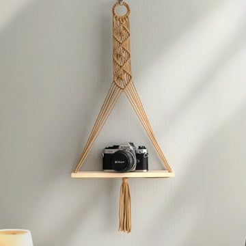 Boho Macrame Hanging Shelf for Wall Decor and Storage