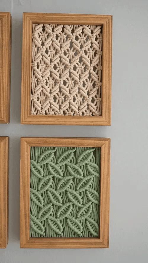 Framed Macrame Wall Hanging Decor For Cozy Modern Home Styling (webp)