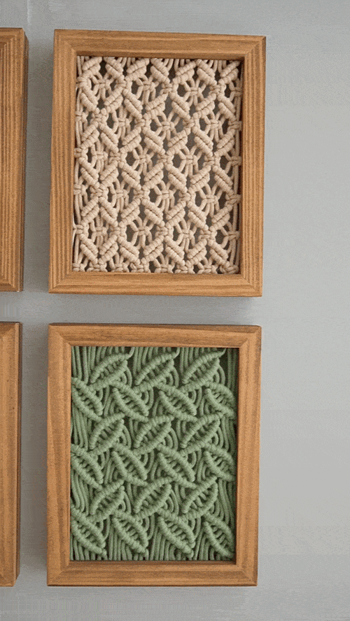 Framed Macrame Wall Hanging Decor For Cozy Modern Home Styling  (gif)