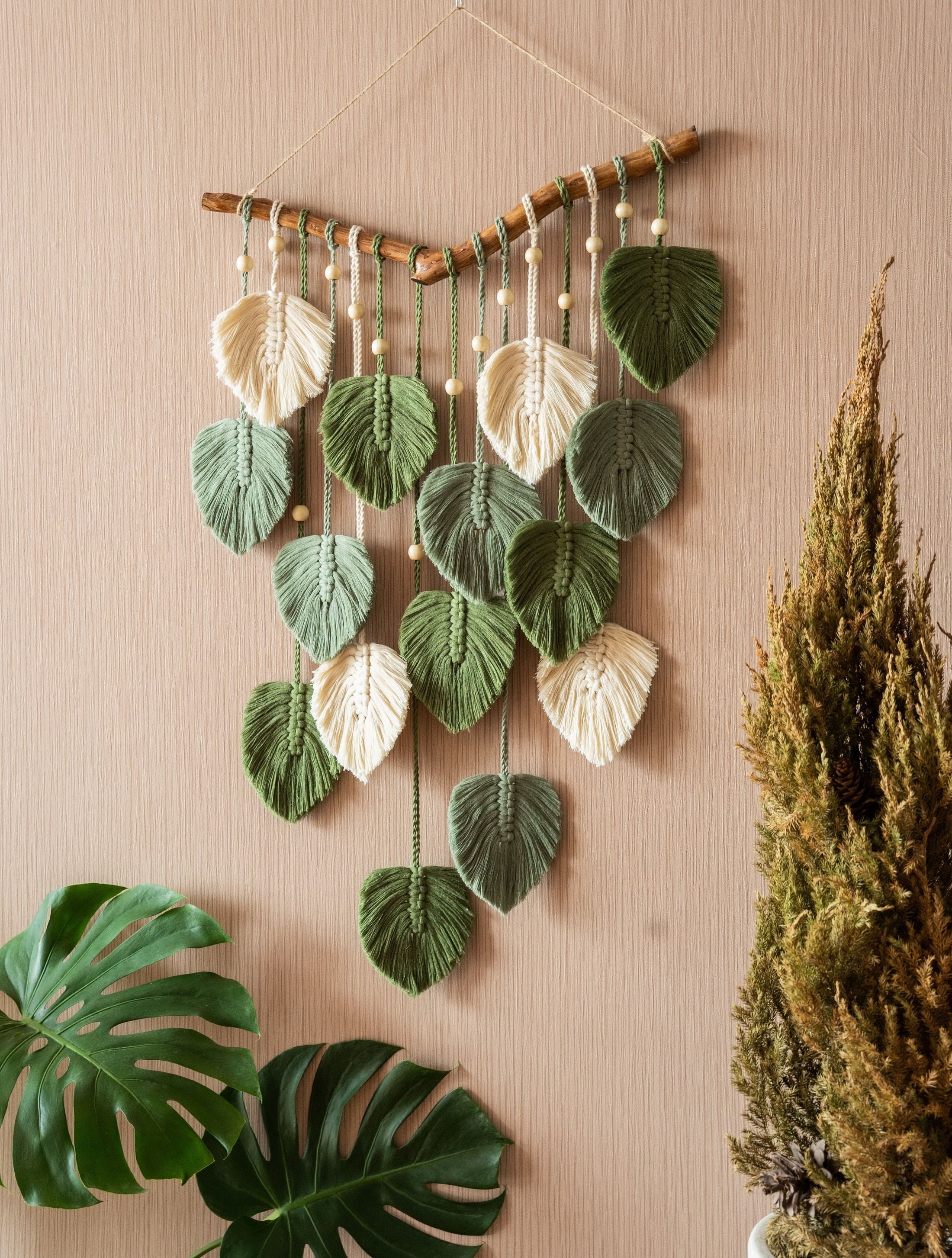 Leaves Wall Hanging for Boho and Rustic Wall Decor