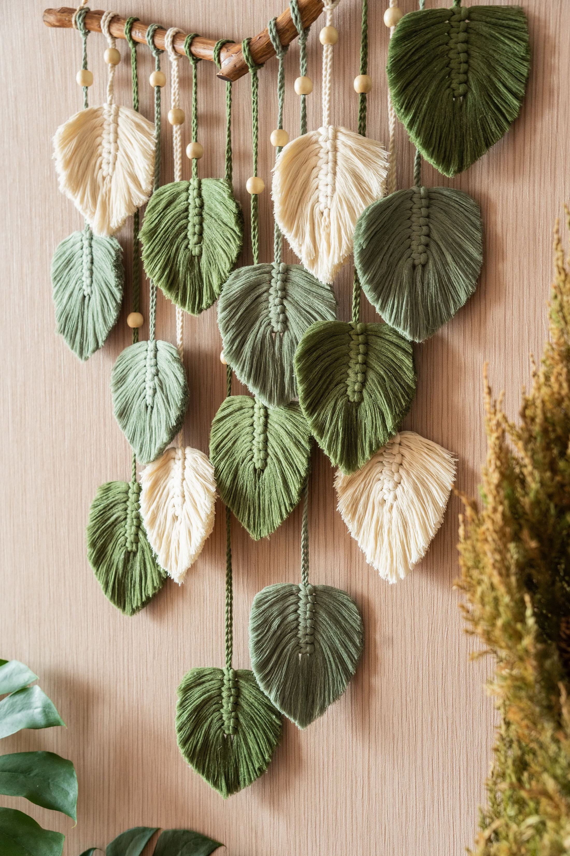 Leaves Wall Hanging for Boho and Rustic Wall Decor