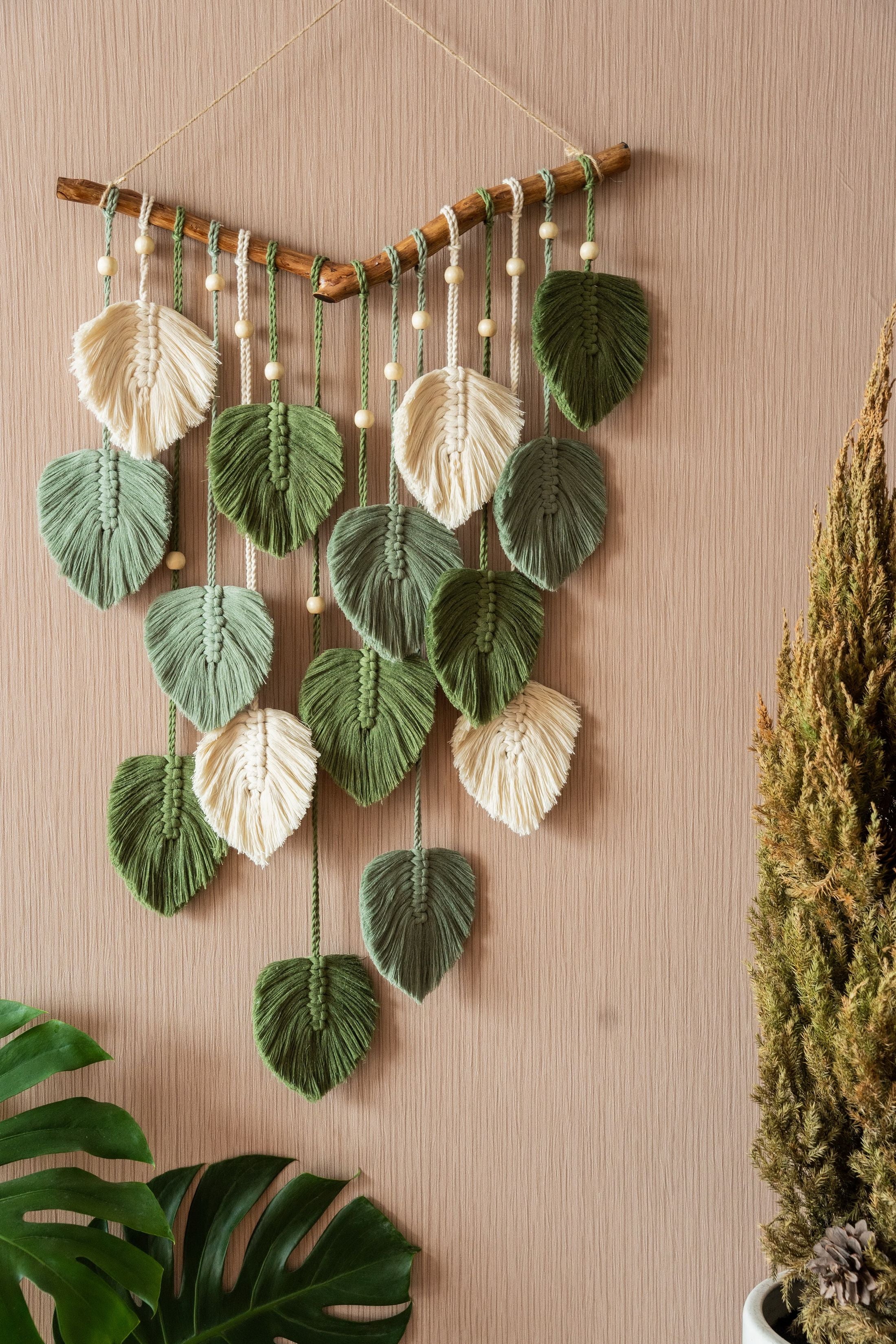 Leaves Wall Hanging for Boho and Rustic Wall Decor