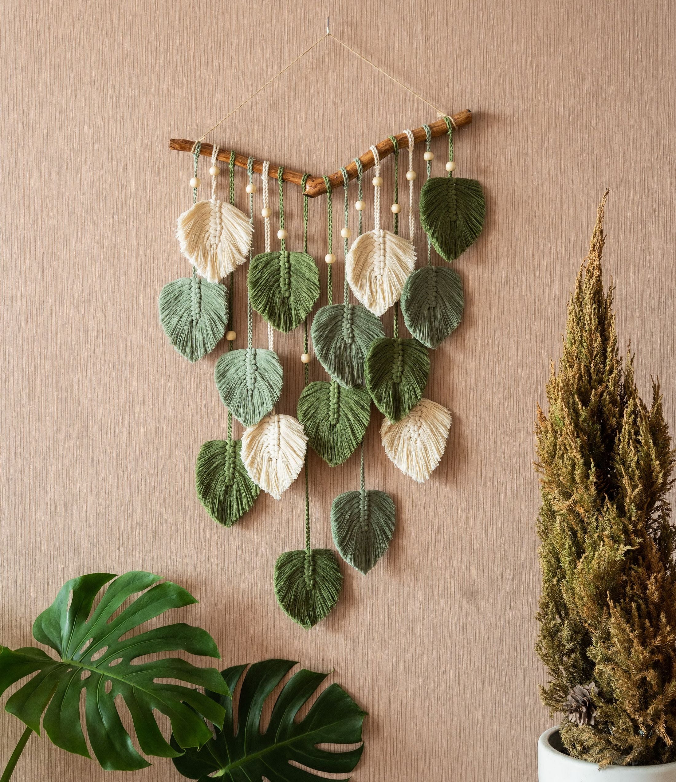 Leaves Wall Hanging for Boho and Rustic Wall Decor