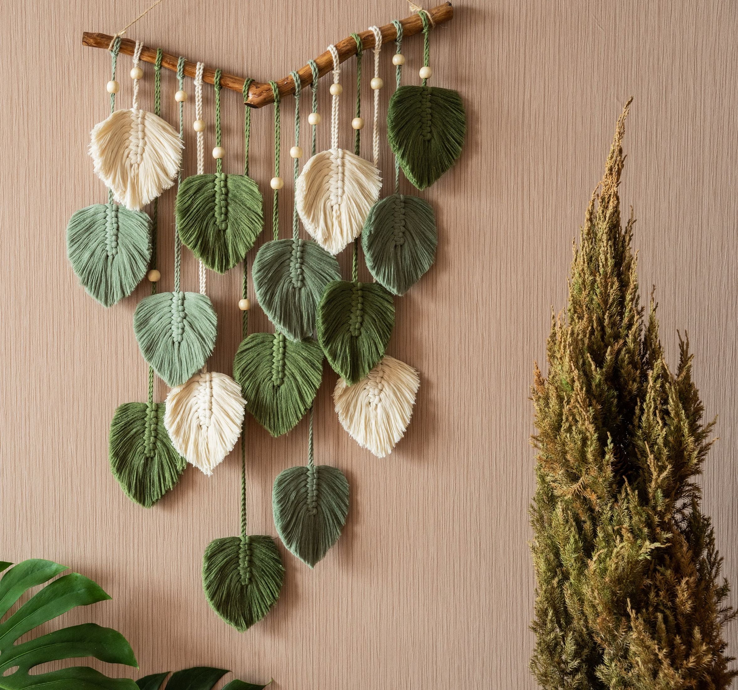 Leaves Wall Hanging for Boho and Rustic Wall Decor