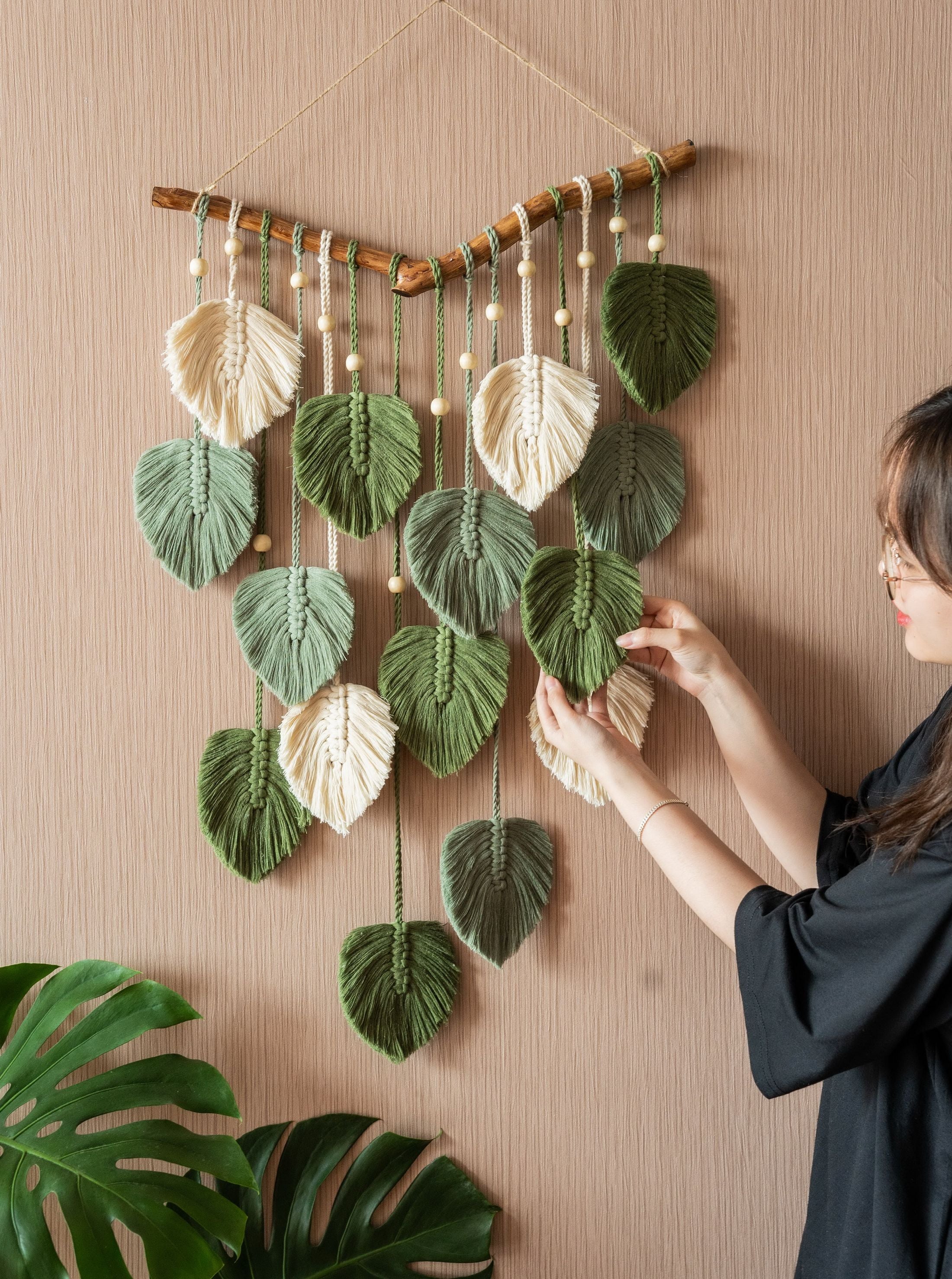 Leaves Wall Hanging for Boho and Rustic Wall Decor