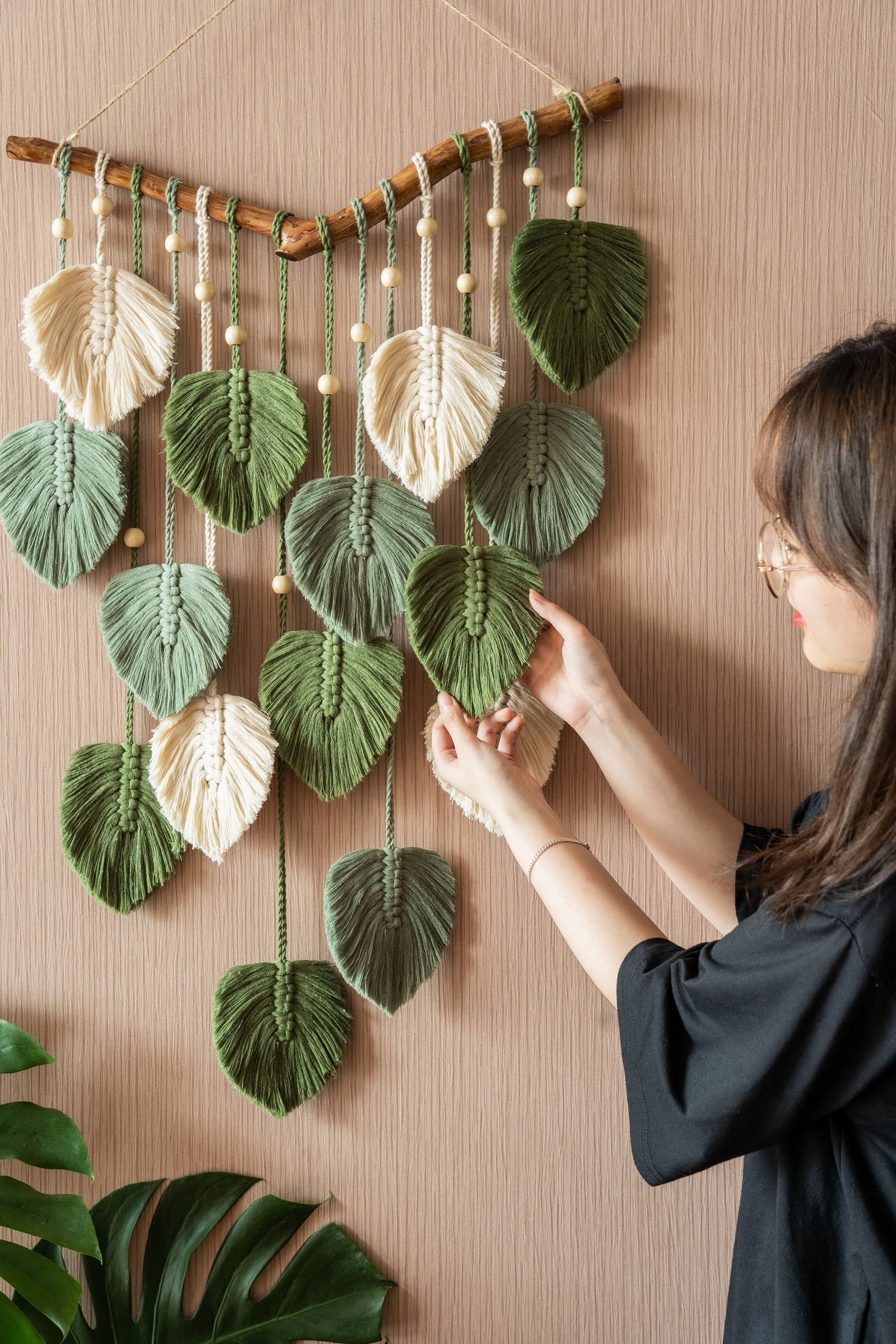 Leaves Wall Hanging for Boho and Rustic Wall Decor