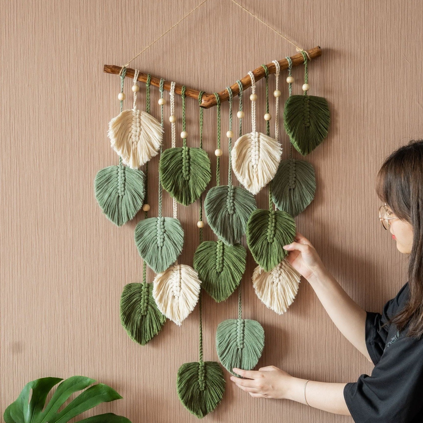 Leaves Wall Hanging for Boho and Rustic Wall Decor