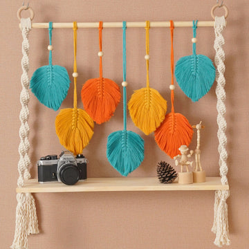 Macrame Wooden Shelf For Stylish Wall Decor And Storage