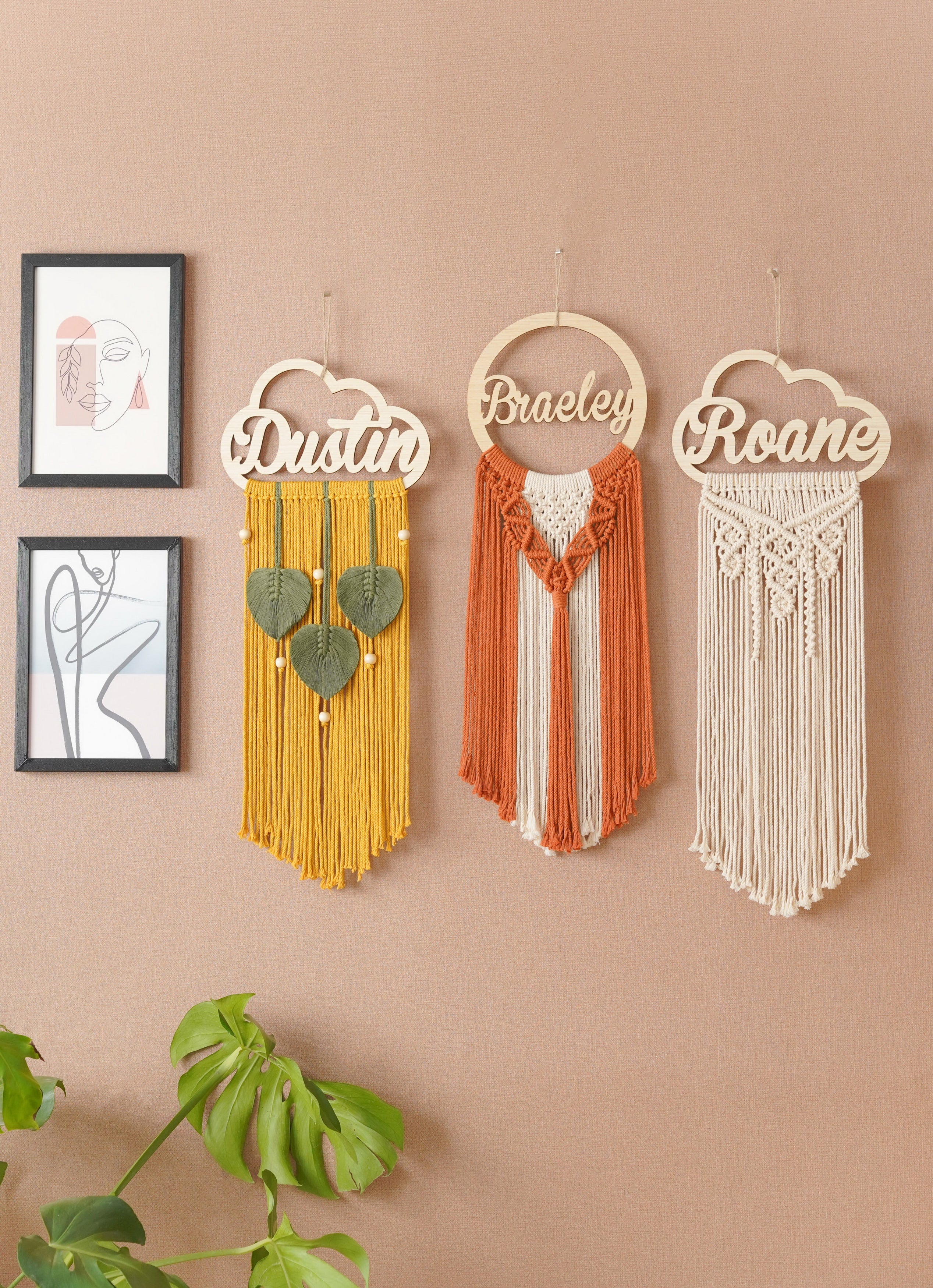 Personalized Name Sign Macrame Wall Hanging For Boho Decor