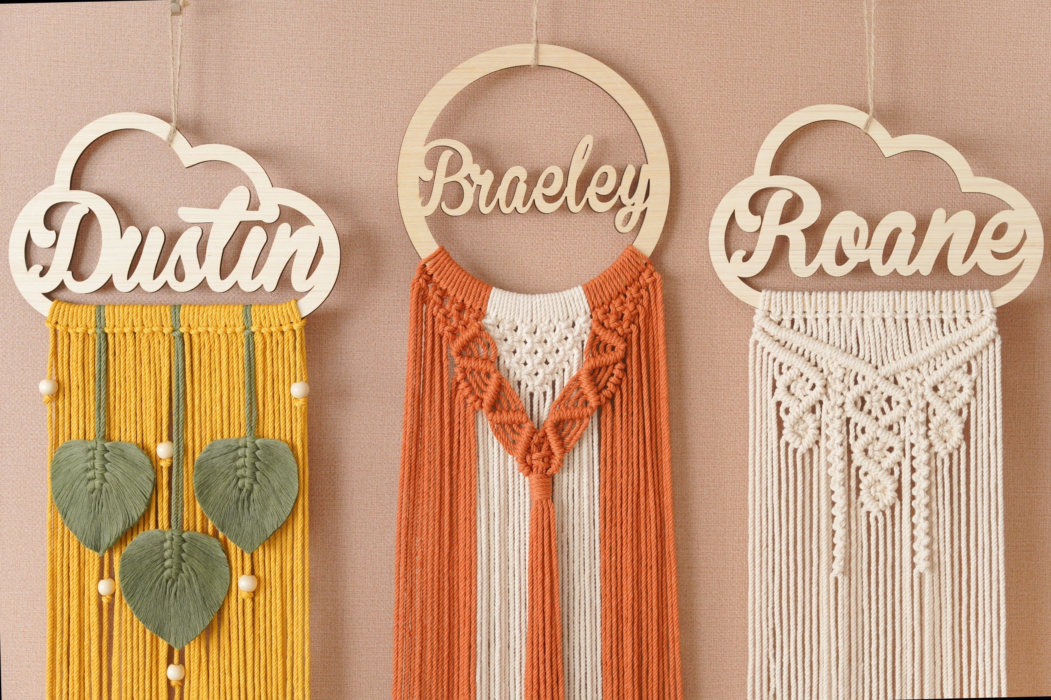 Personalized Name Sign Macrame Wall Hanging For Boho Decor