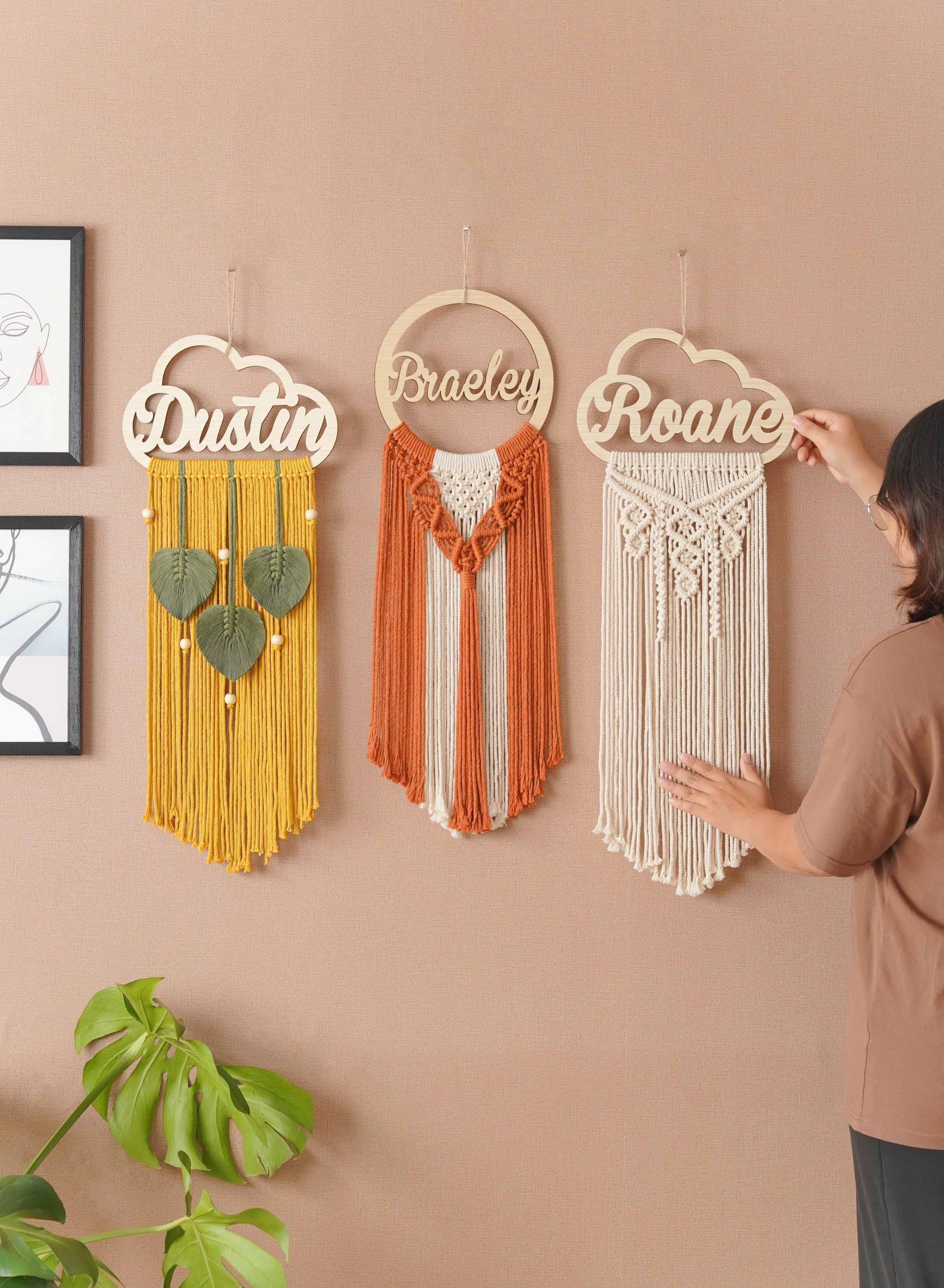 Personalized Name Sign Macrame Wall Hanging For Boho Decor