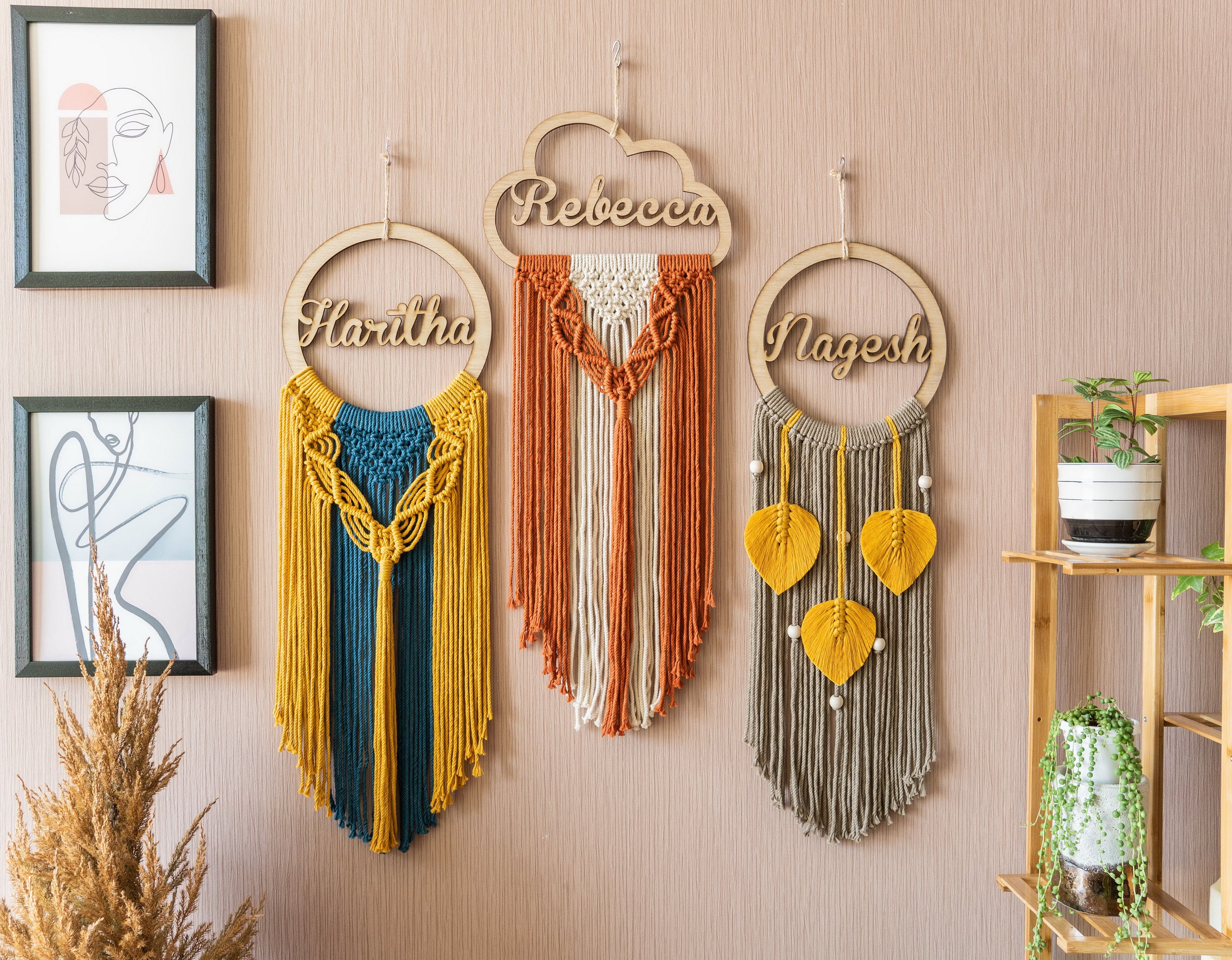 Personalized Name Sign Macrame Wall Hanging For Boho Decor