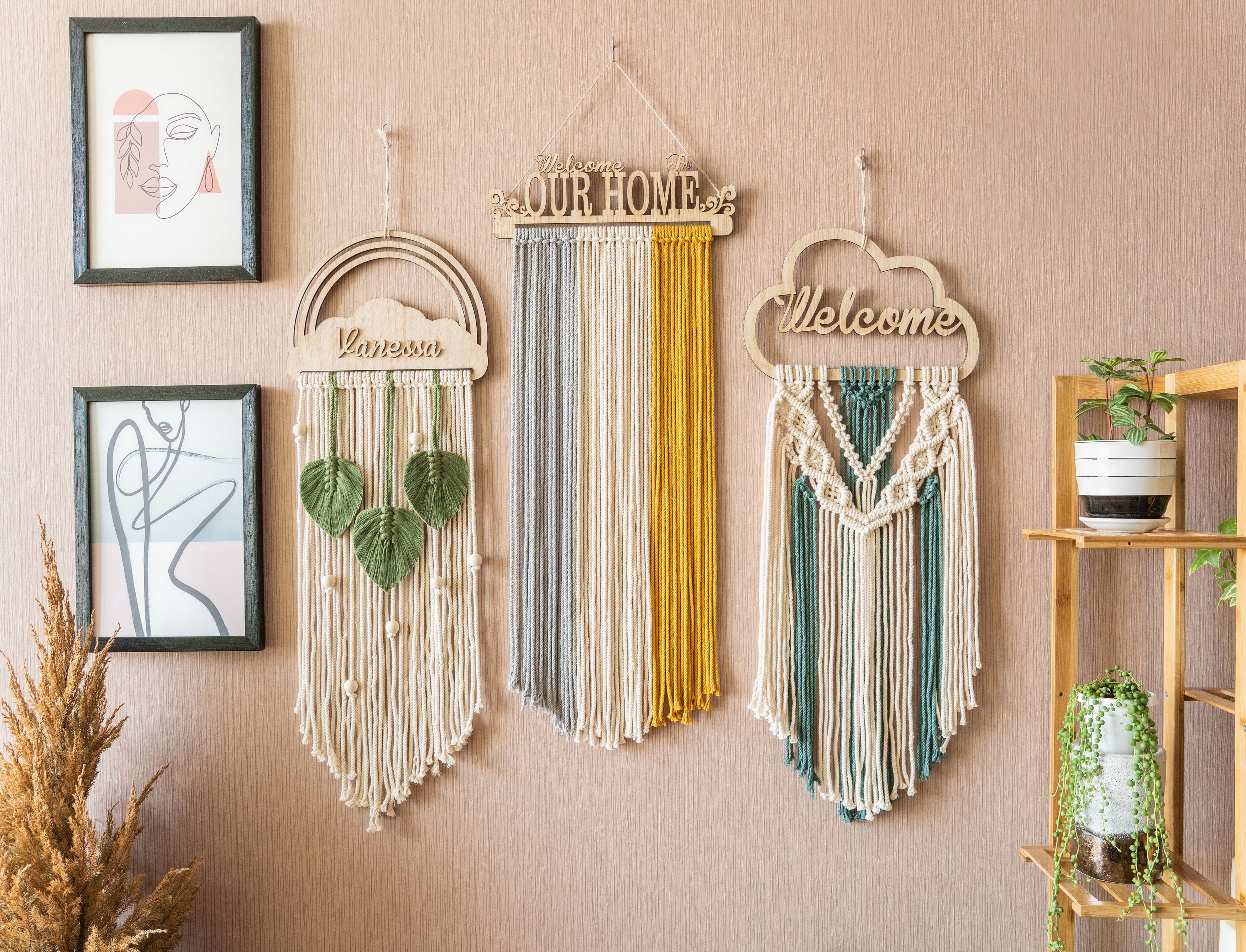 Personalized Name Sign Macrame Wall Hanging For Boho Decor