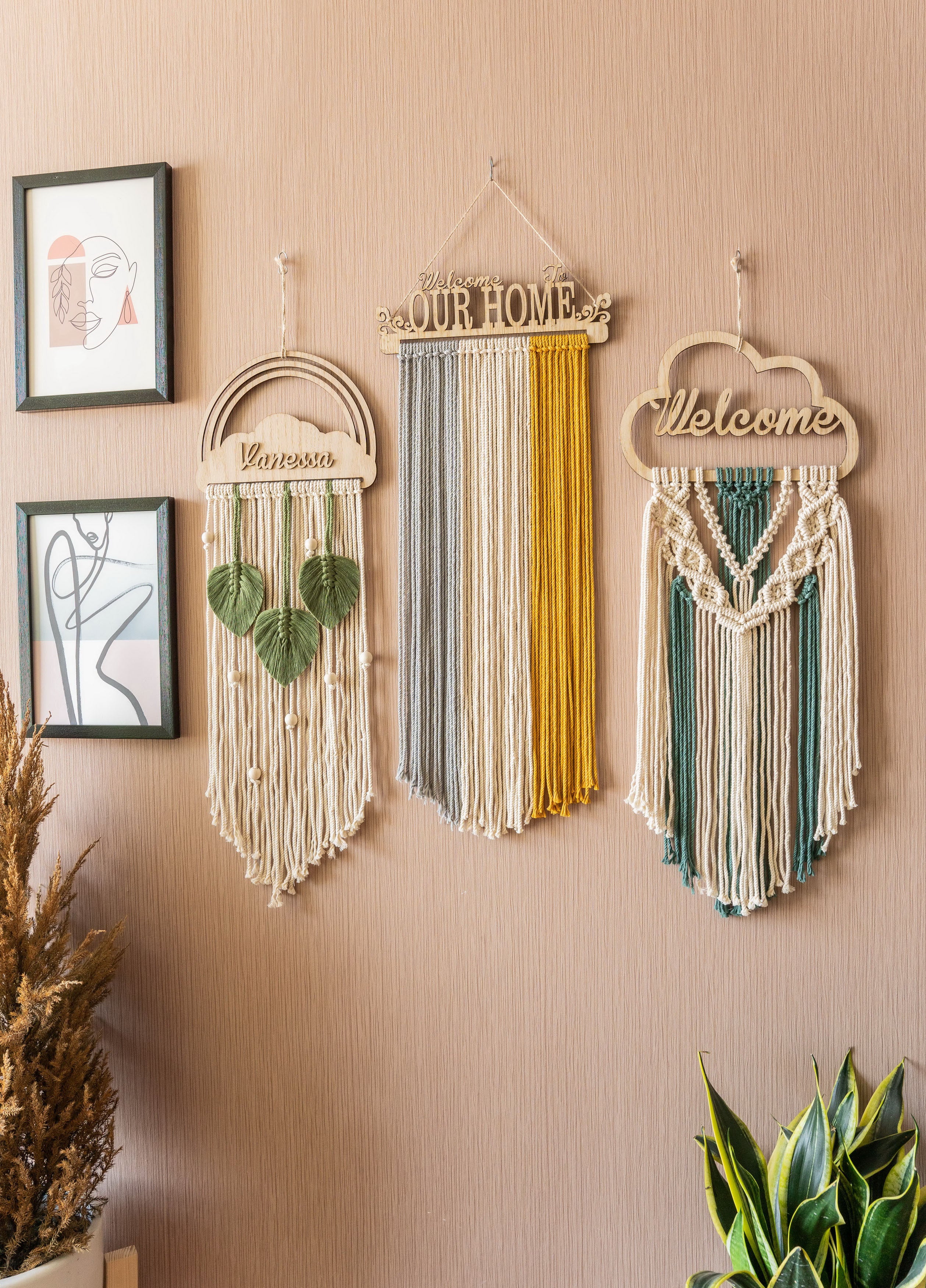 Personalized Name Sign Macrame Wall Hanging For Boho Decor