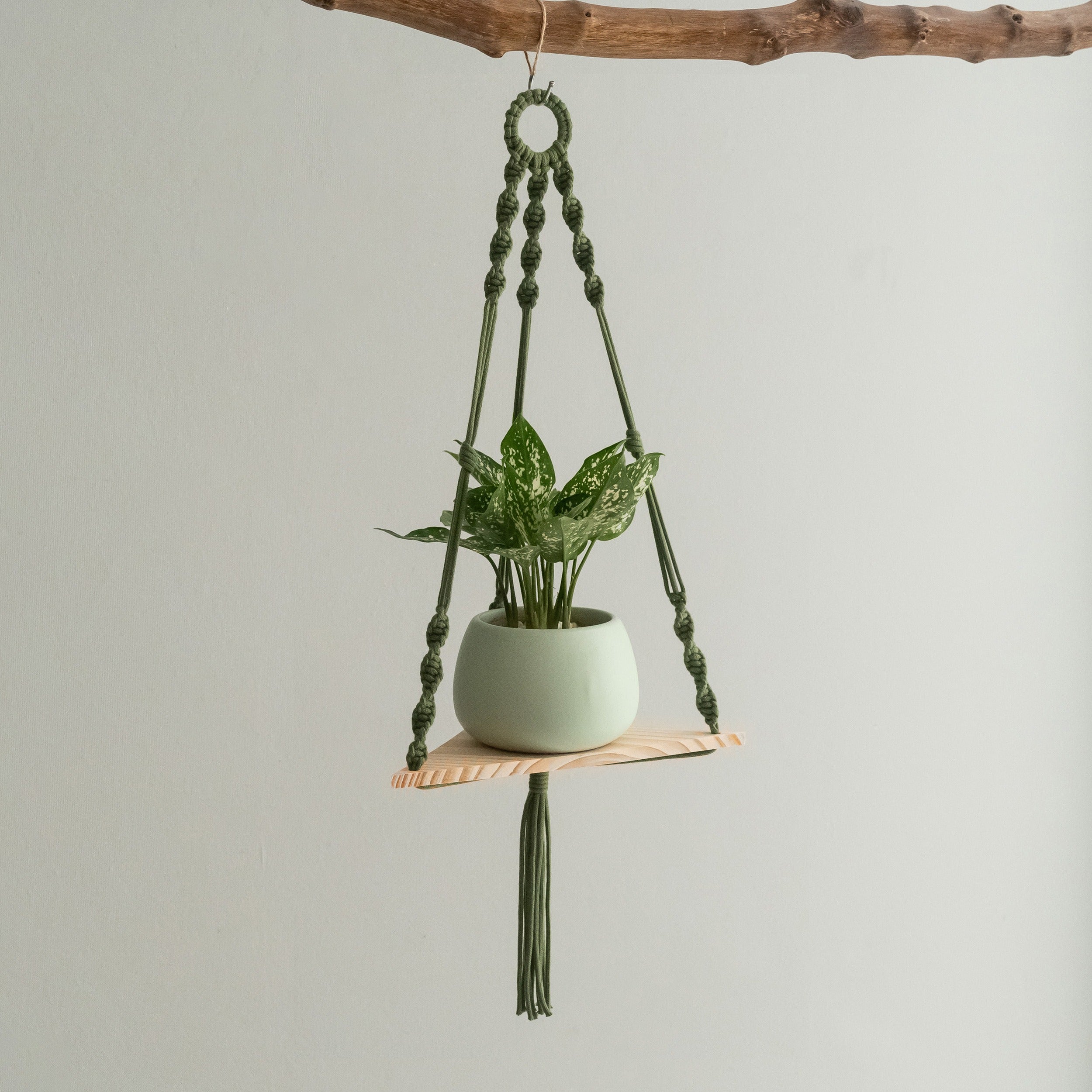 Macrame Hanging Shelf For Boho Wall Decor And Plant Display