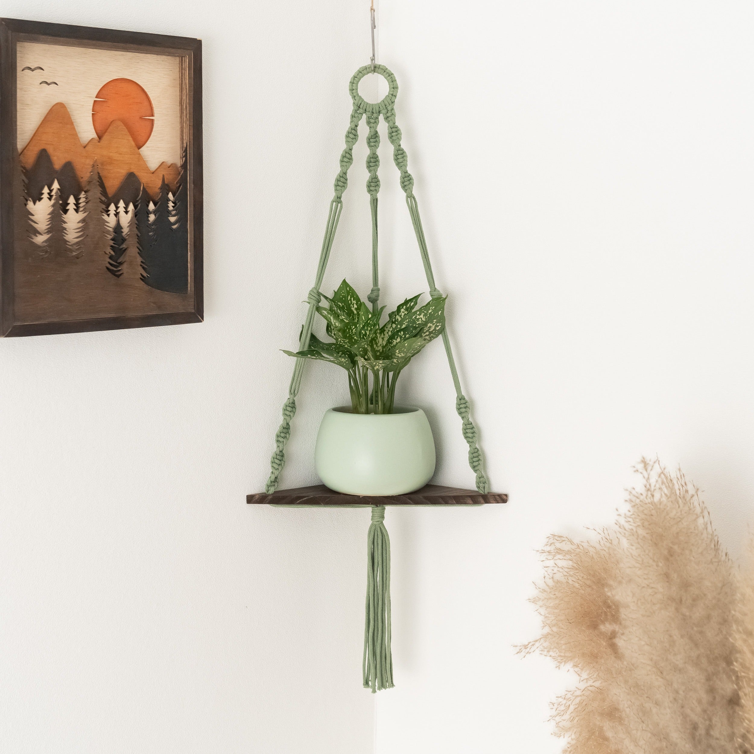 Macrame Hanging Shelf For Boho Wall Decor And Plant Display