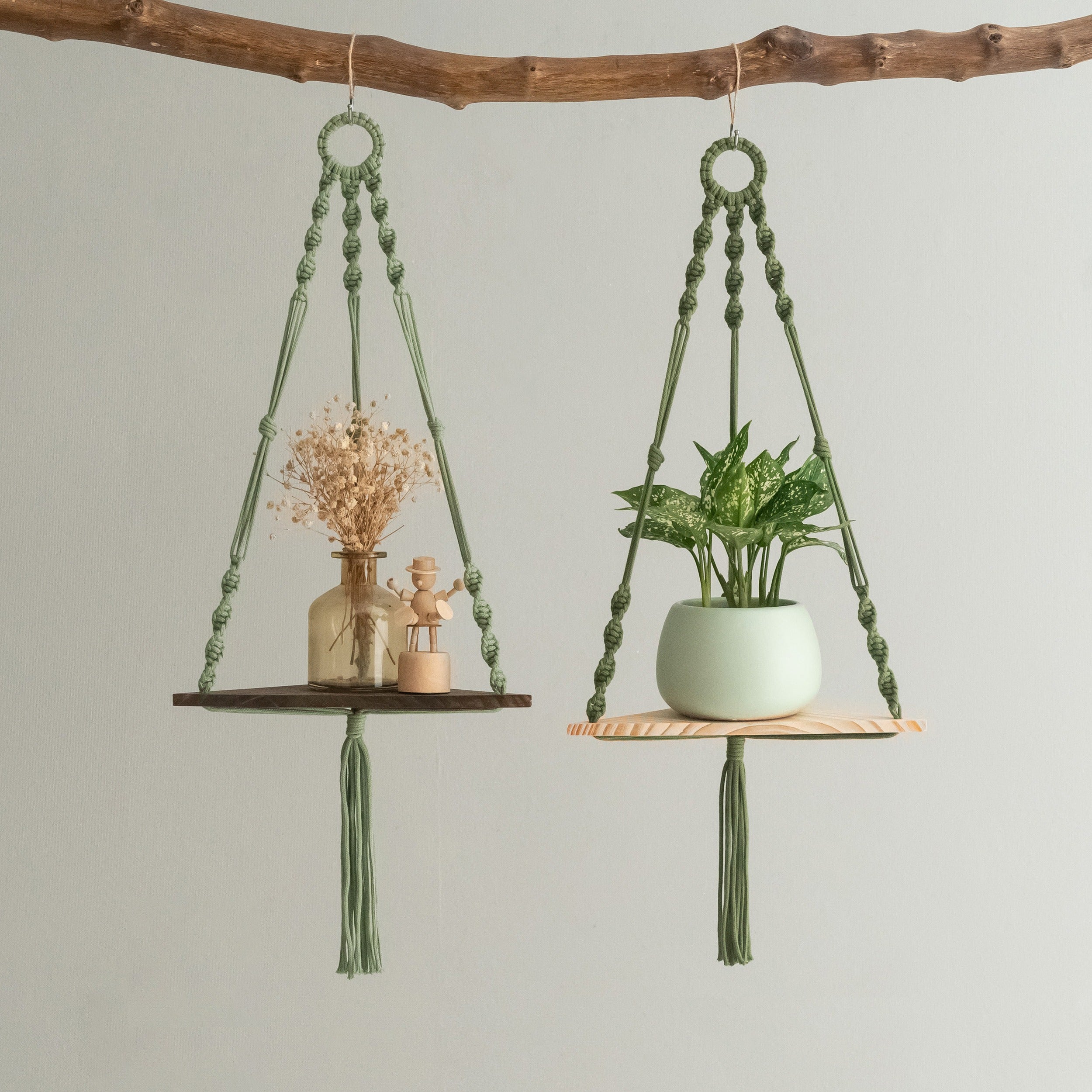 Macrame Hanging Shelf For Boho Wall Decor And Plant Display