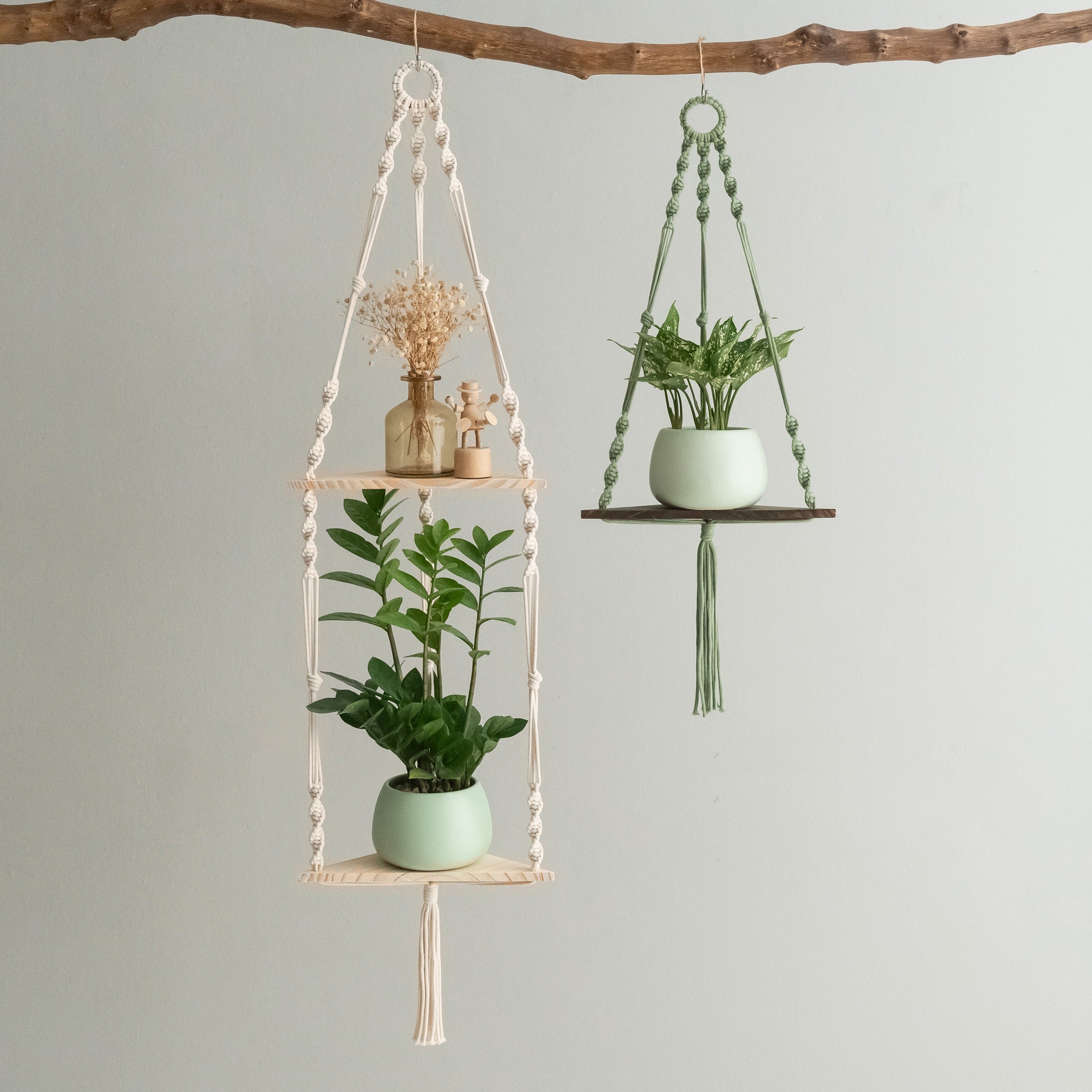 Macrame Hanging Shelf For Boho Wall Decor And Plant Display