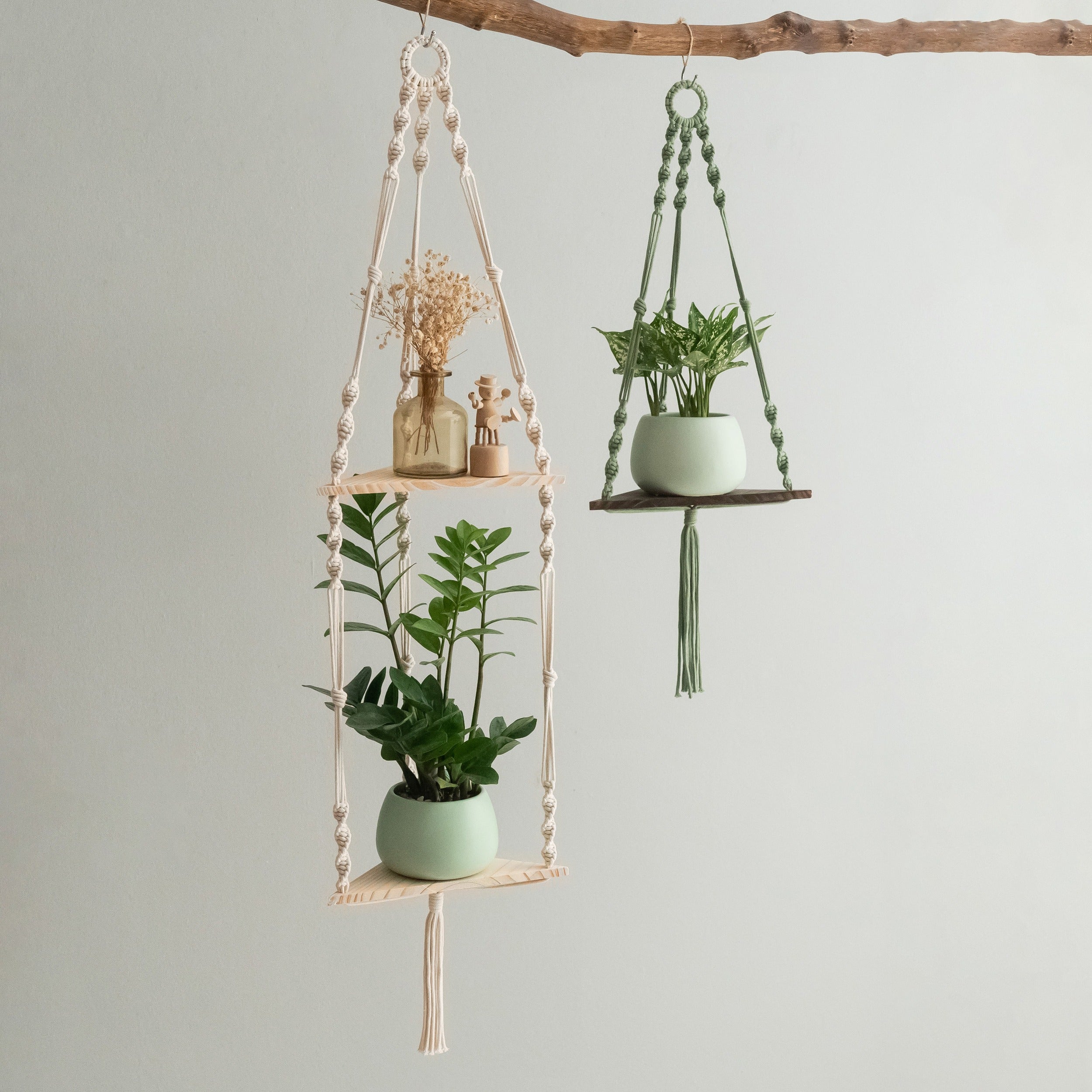 Macrame Hanging Shelf For Boho Wall Decor And Plant Display