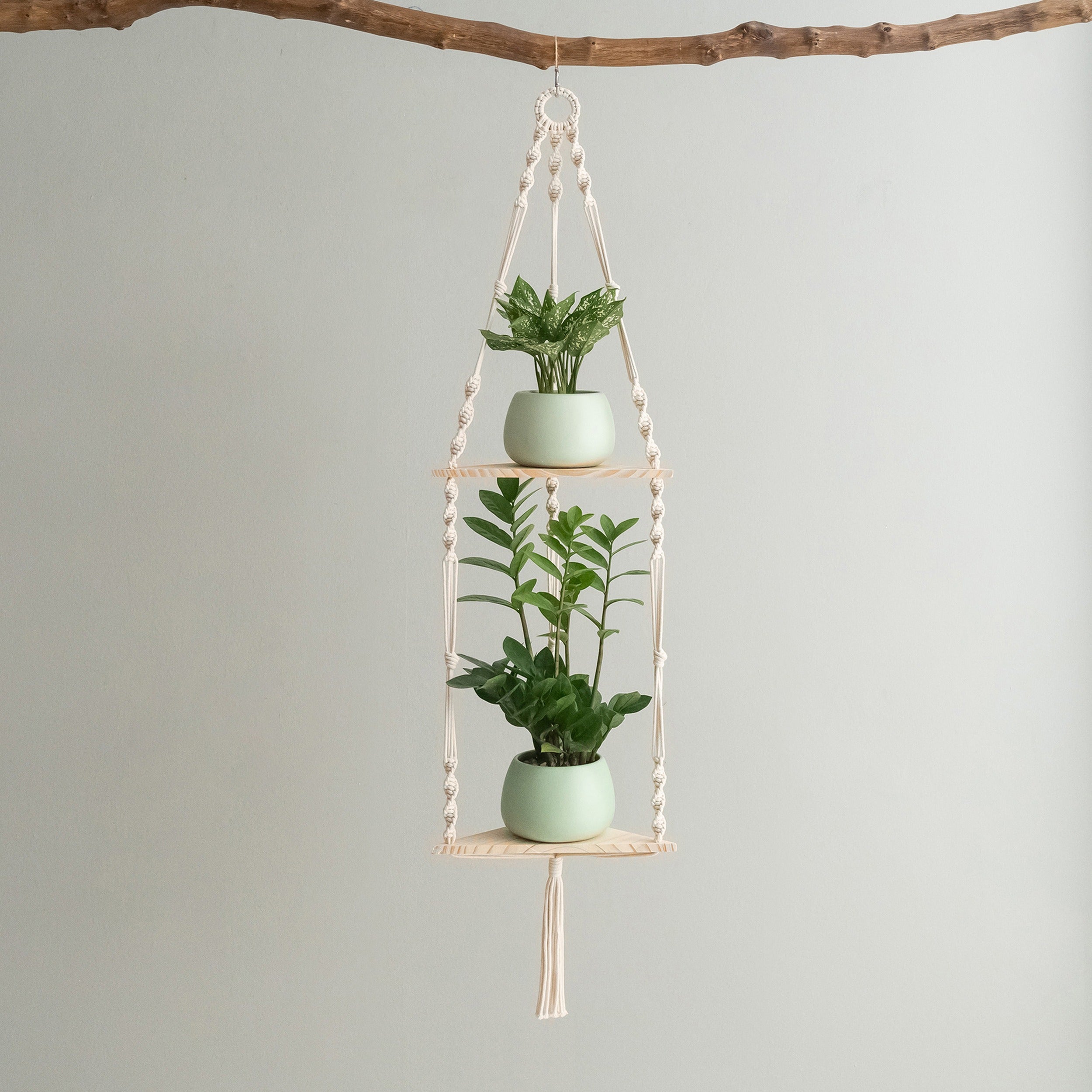 Macrame Hanging Shelf For Boho Wall Decor And Plant Display