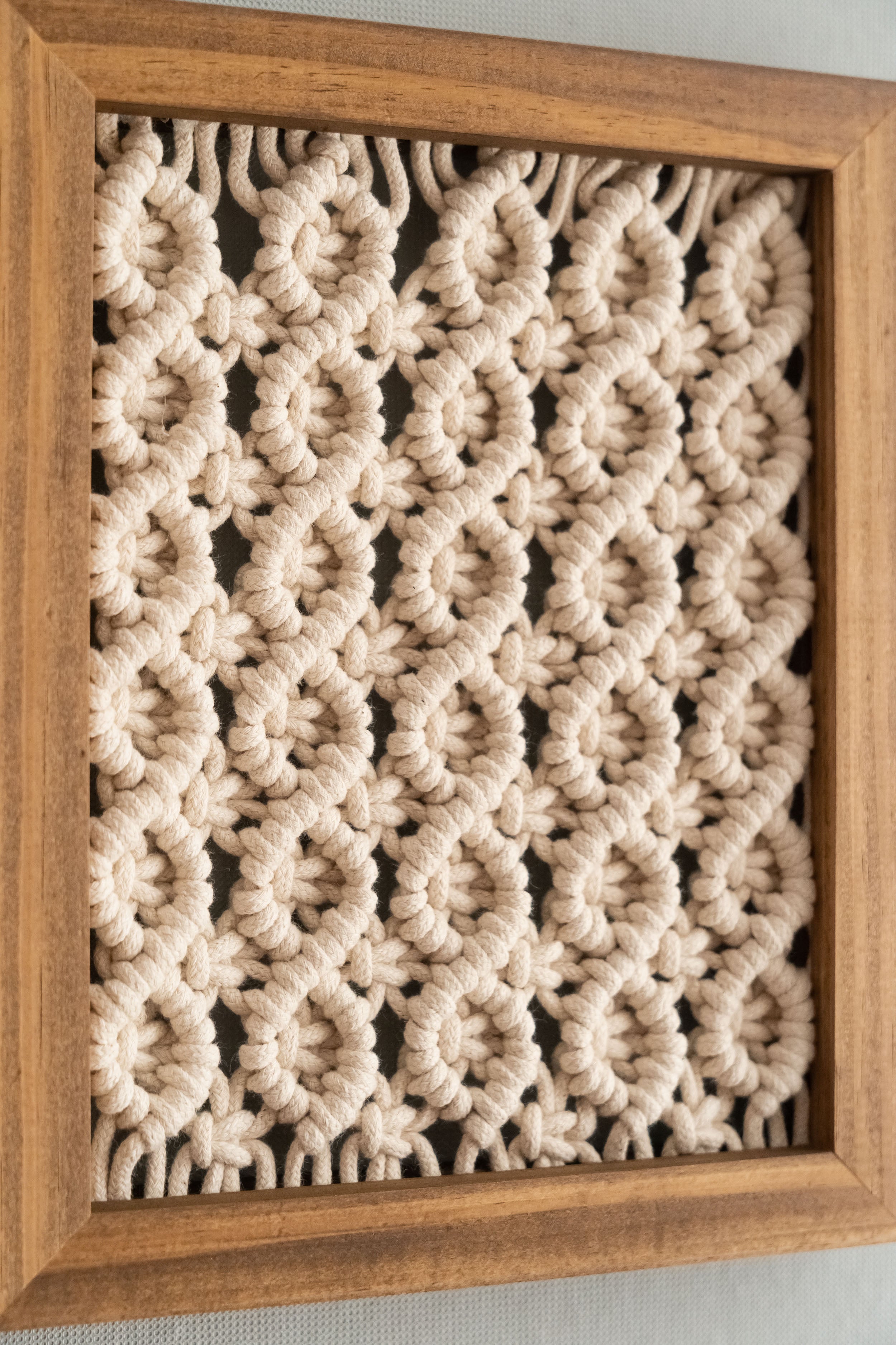 Framed Macrame Wall Hanging Decor For Cozy Modern Home Styling