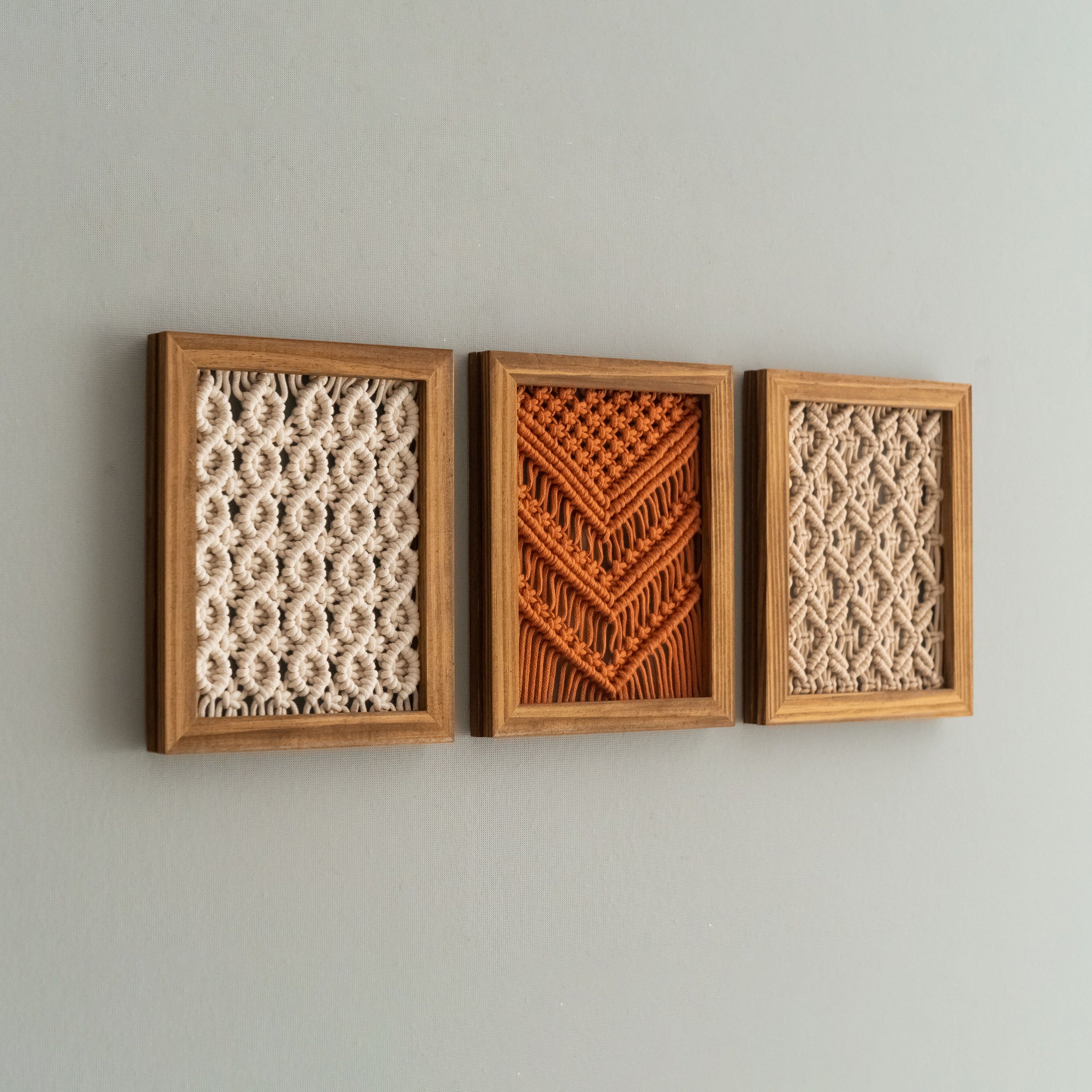 Framed Macrame Wall Hanging Decor For Cozy Modern Home Styling