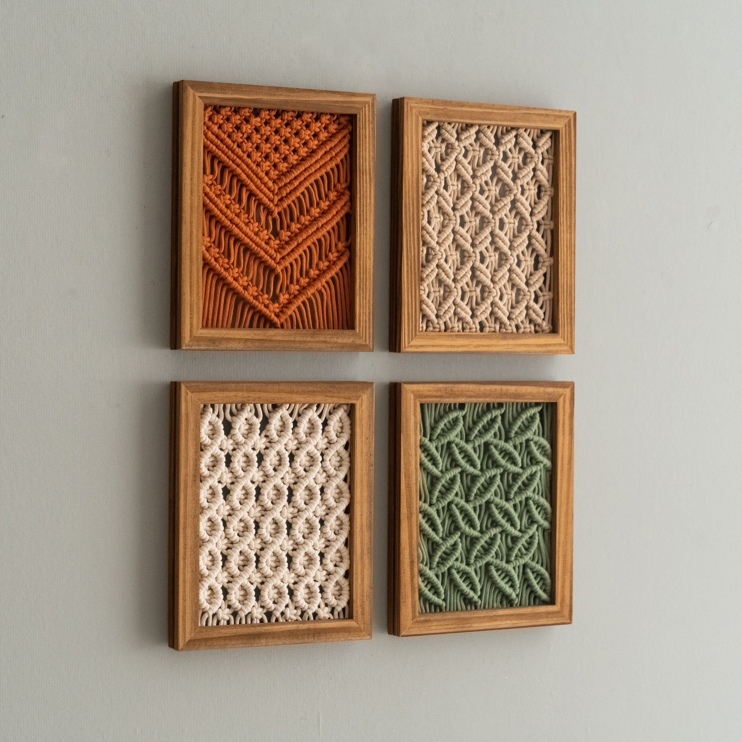 Framed Macrame Wall Hanging Decor For Cozy Modern Home Styling