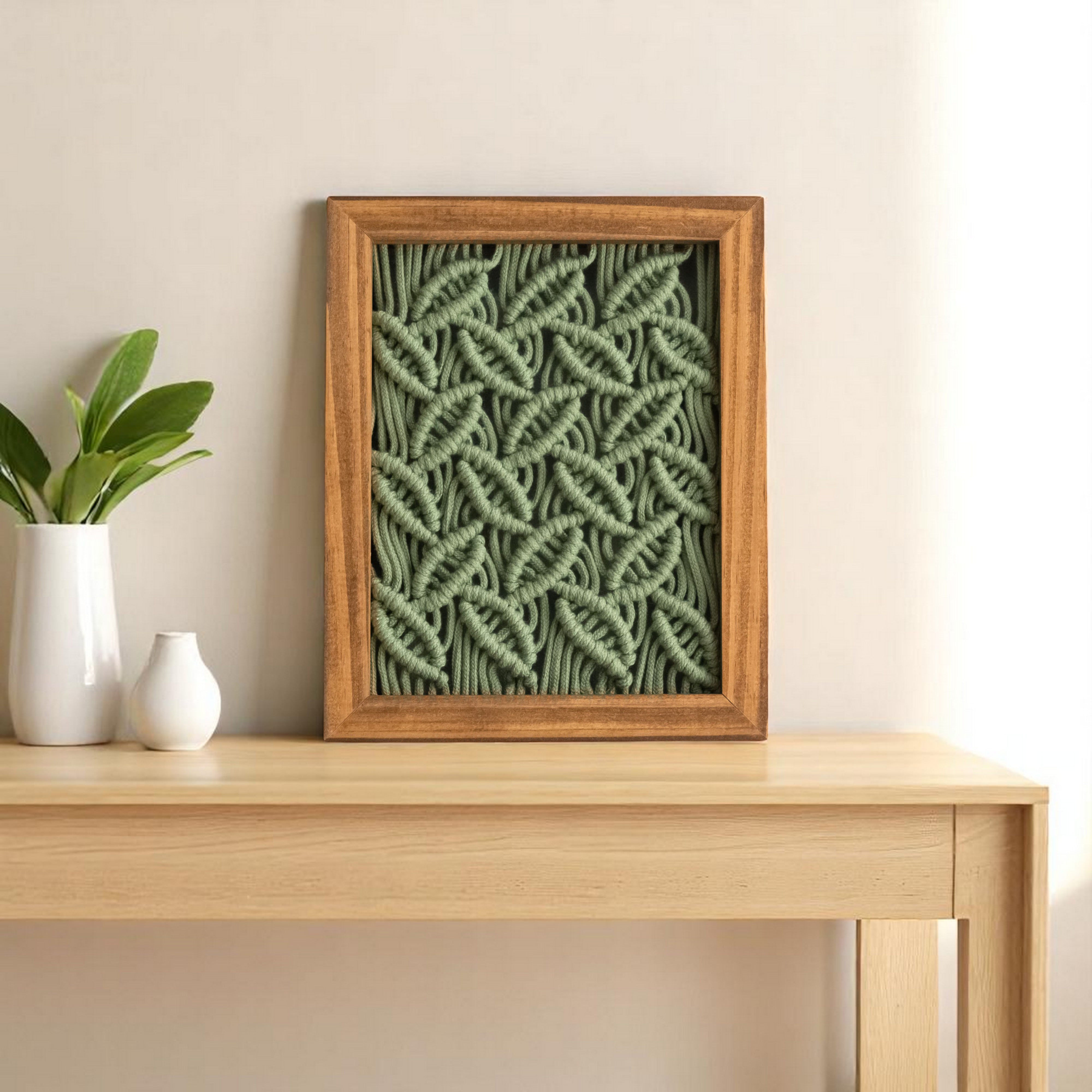 Framed Macrame Wall Hanging Decor For Cozy Modern Home Styling