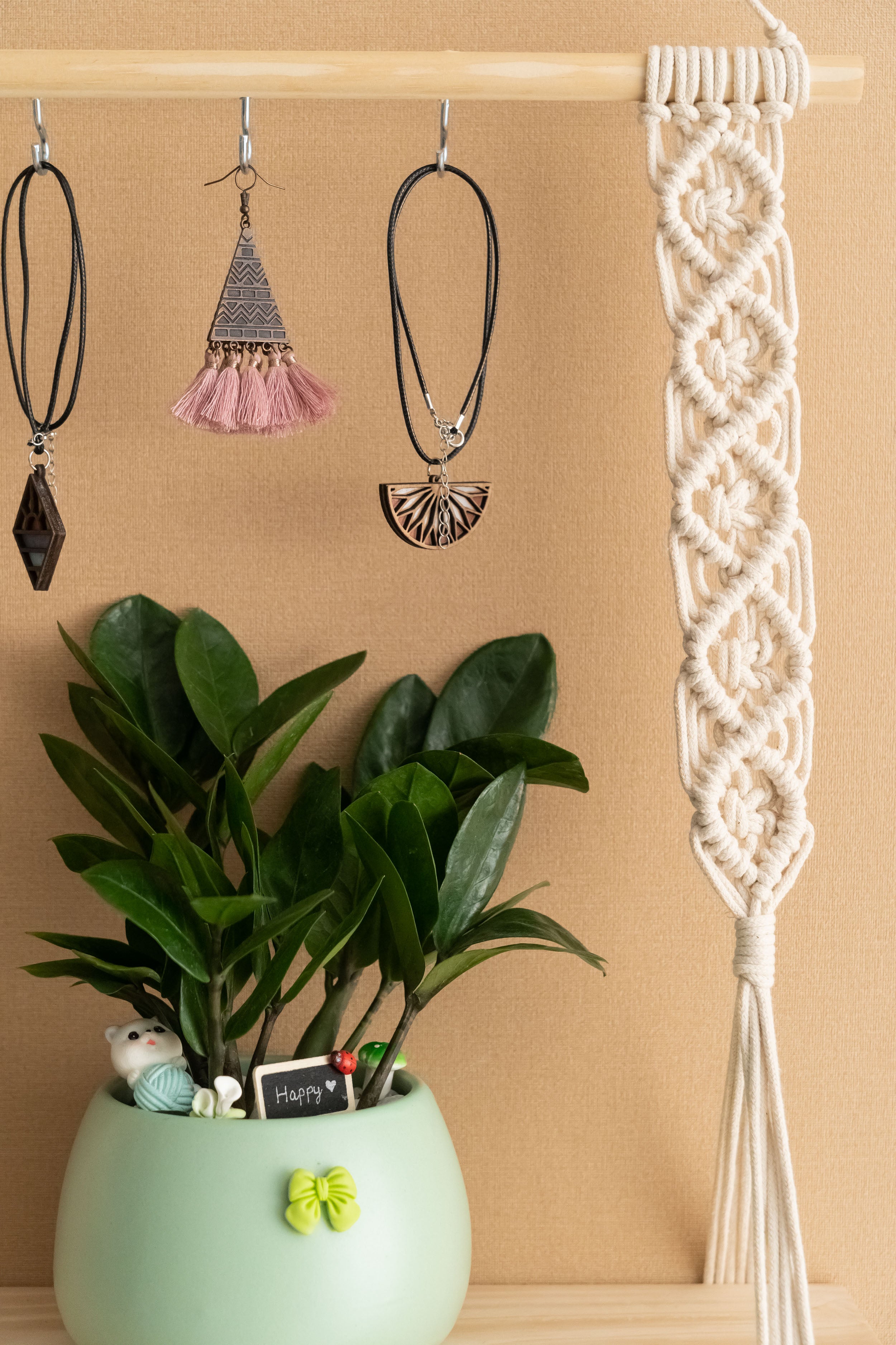 Macrame Hanging Shelf For Boho Wall Decor And Stylish Display