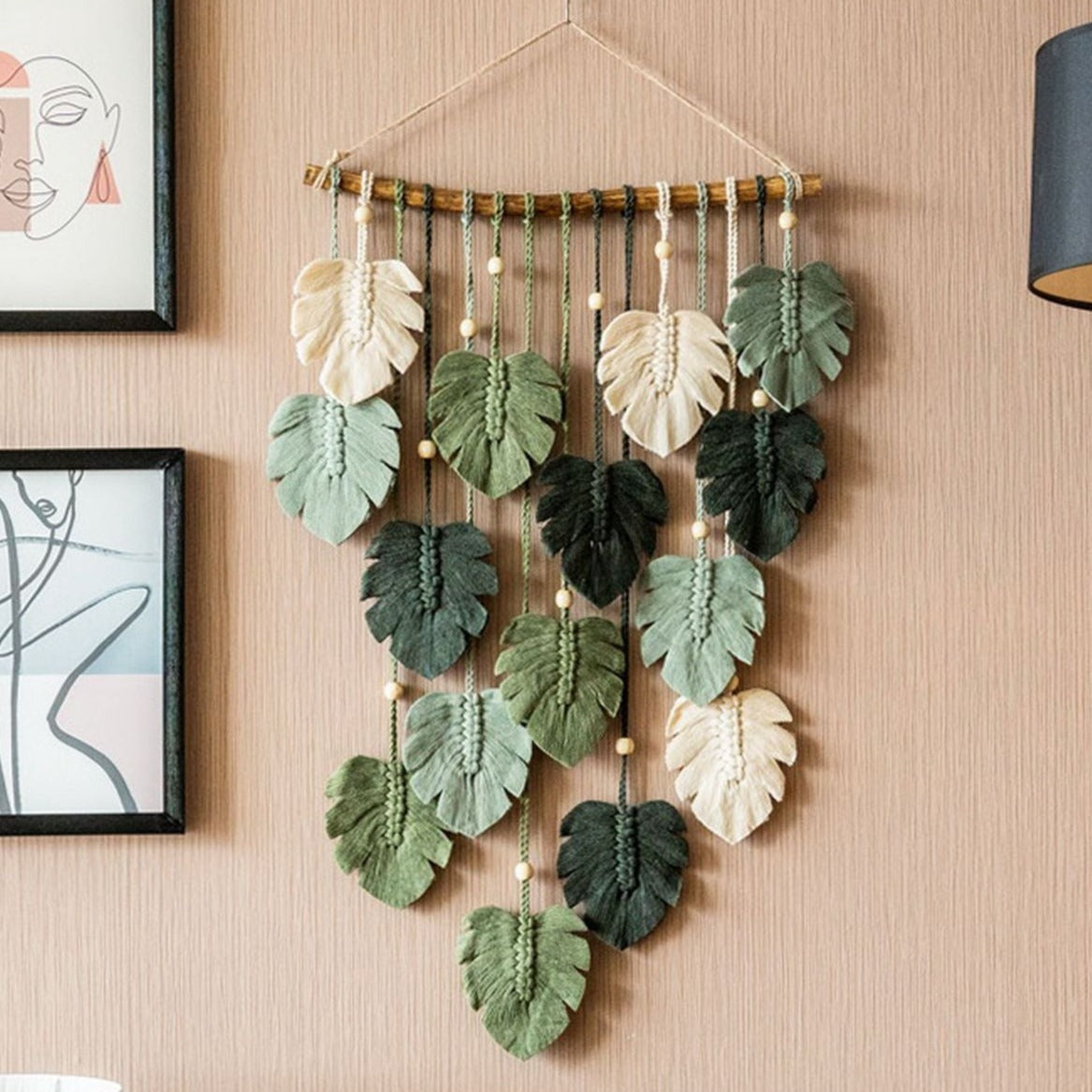 Monstera Leaves Wall Hanging for Minimalist Living Room Decor