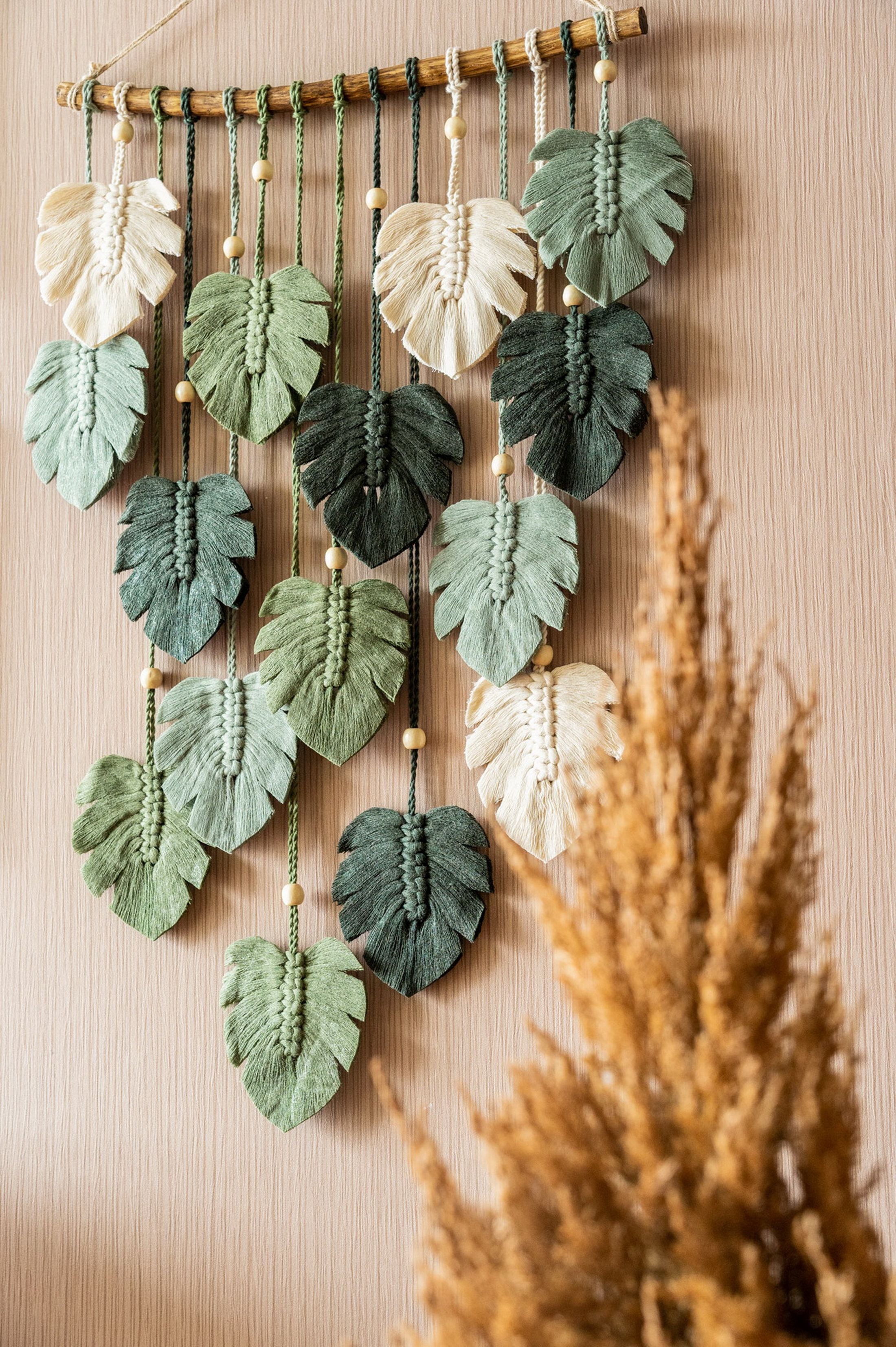 Monstera Leaves Wall Hanging for Minimalist Living Room Decor