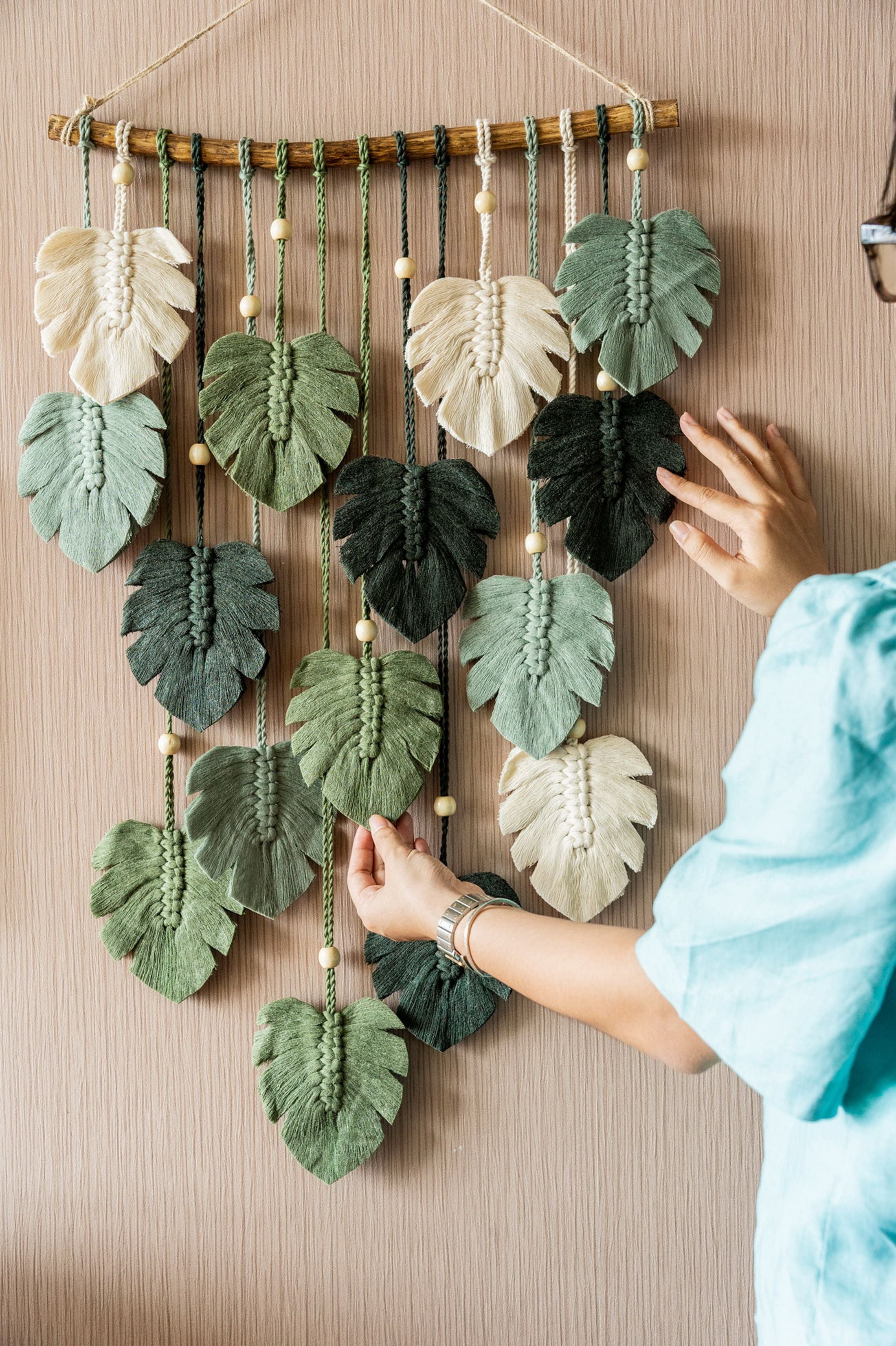 Monstera Leaves Wall Hanging for Minimalist Living Room Decor