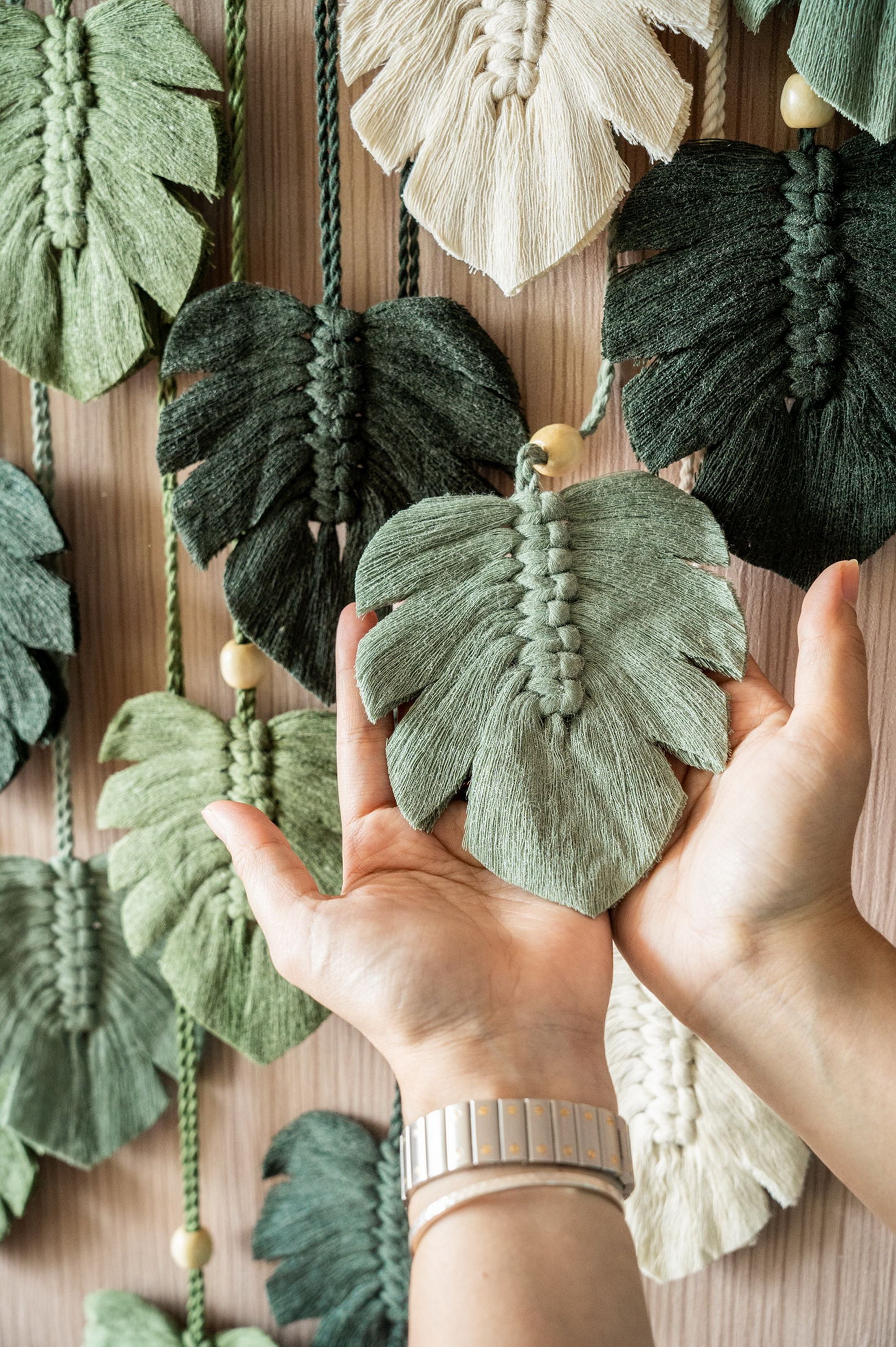 Monstera Leaves Wall Hanging for Minimalist Living Room Decor