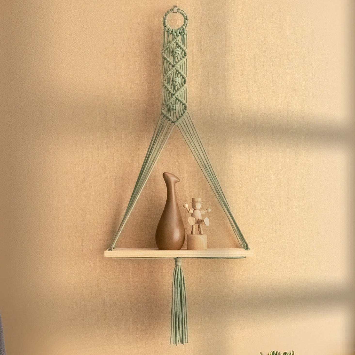 Macrame Hanging Shelf For Boho Wall Decor And Storage