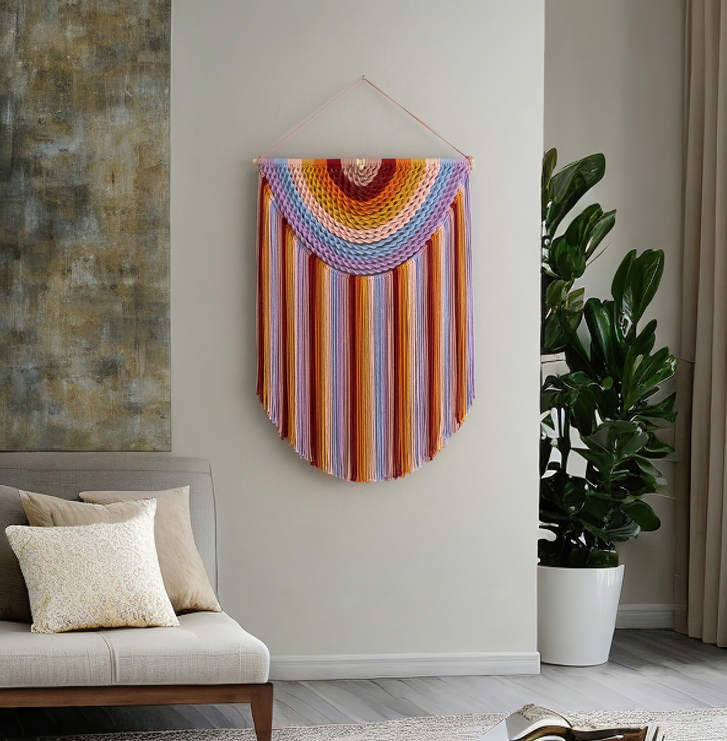 Large Macrame Wall Hanging For Cozy Boho Home Decoration